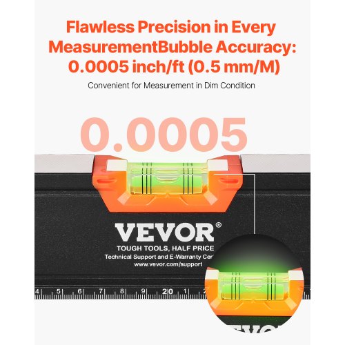 VEVOR 6 Stk. Wasserwaagen-Set Messwerkzeug mit Libellen 200/120/80/60/40/25cm