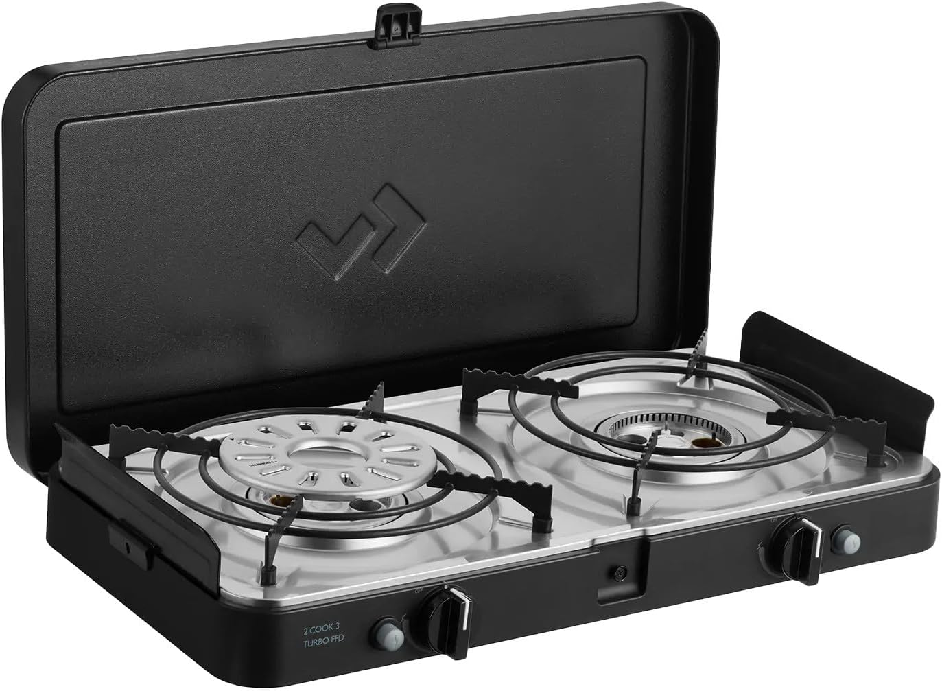 CADAC - 2 Cook 3 Turbo Deluxe und Universelle Grillkuppel - Gas Tischgrill mit 2 Brennern und Aluminium Grilldeckel - Outdoor Campinggrill Set mit Piezo-Zündung und Flammenausfallsicherung - 50mBar