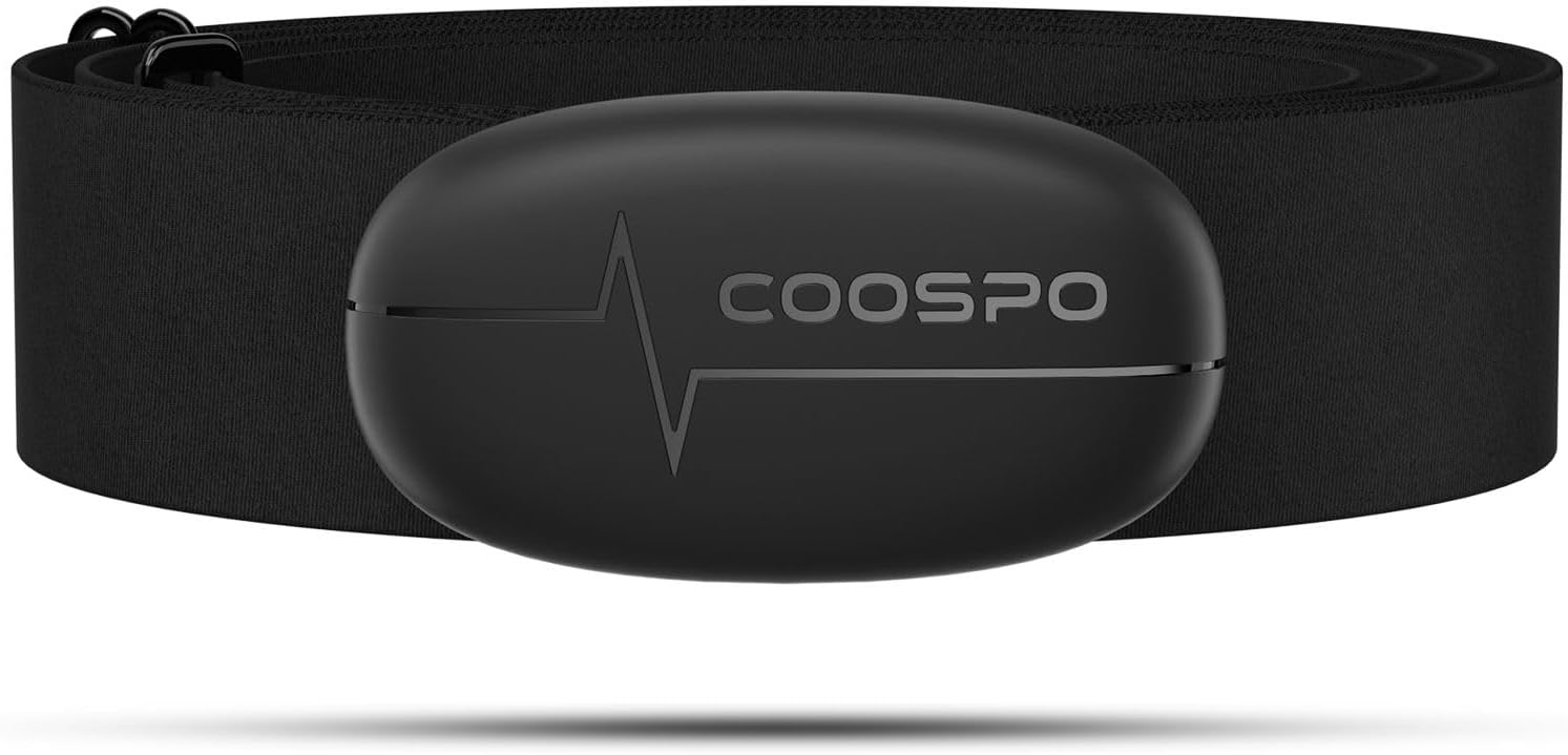 COOSPO H6 Fascia Cardio Bluetooth ANT+, Cardiofrequenzimetro con Fascia Toracica, ECG/EKG Sensore di Frequenza Cardiaca, Impermeabile IP67 Compatibile con CoospoRide, Strava, Wahoo, Adidas, Pulsoid