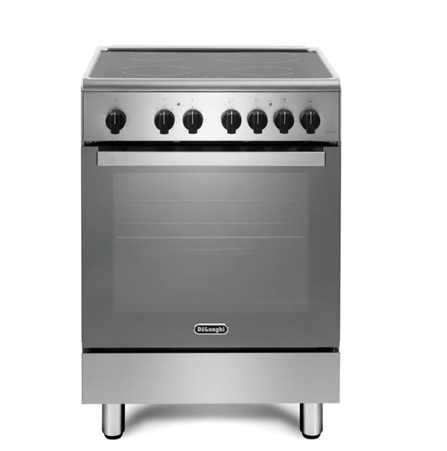 De Longhi DMX 64 VL - Cucina INOX, piano cottura in vetroceramica con 4 piastre radianti , forno elettrico multifunzione, MADE IN ITALY , Classe A