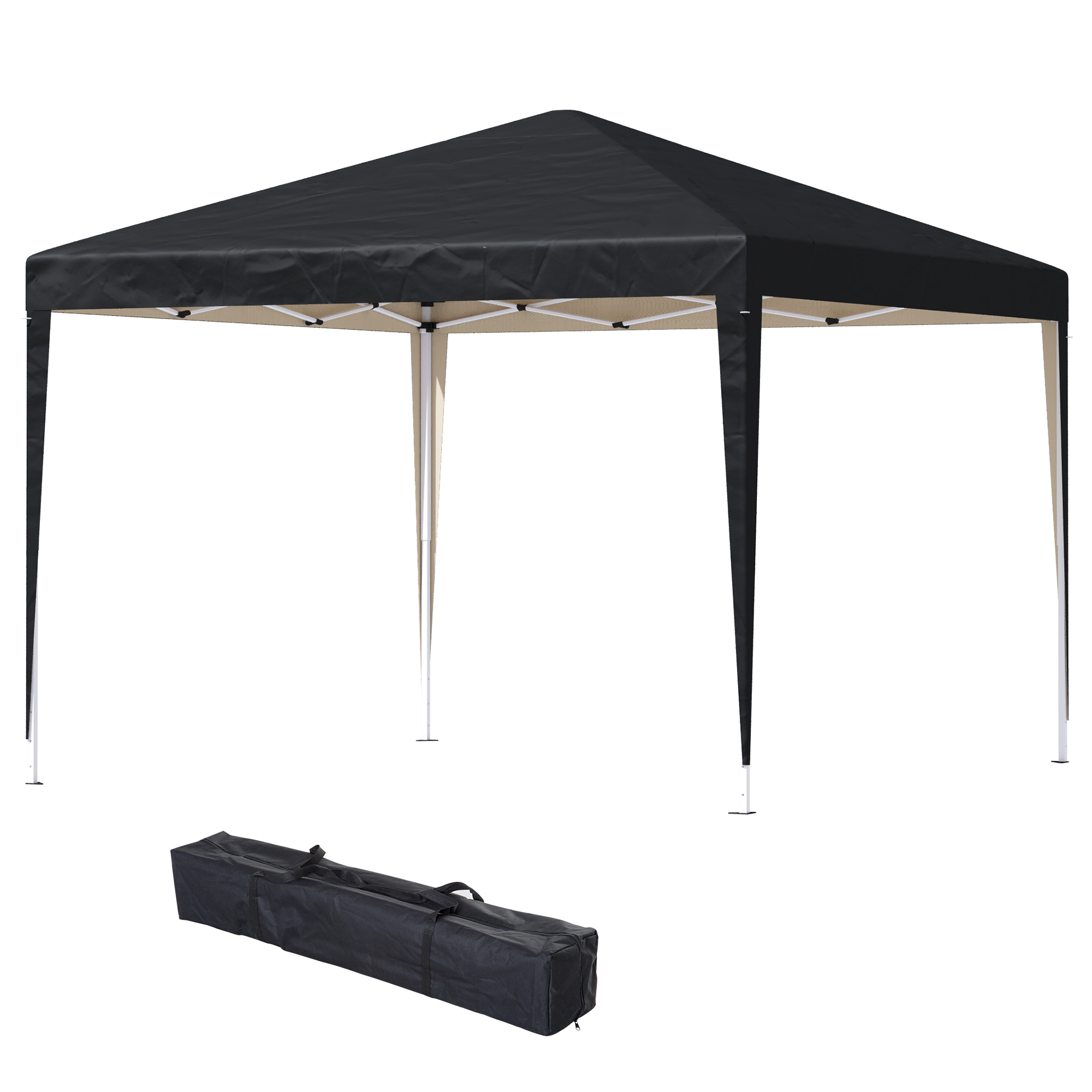 Outsunny Pavillon, 2,95 x 2,95 m Pop-Up-Faltpavillon, Gartenpavillon, Partyzelt, UV-Schutz, Stahl+Oxfordstoff, Schwarz