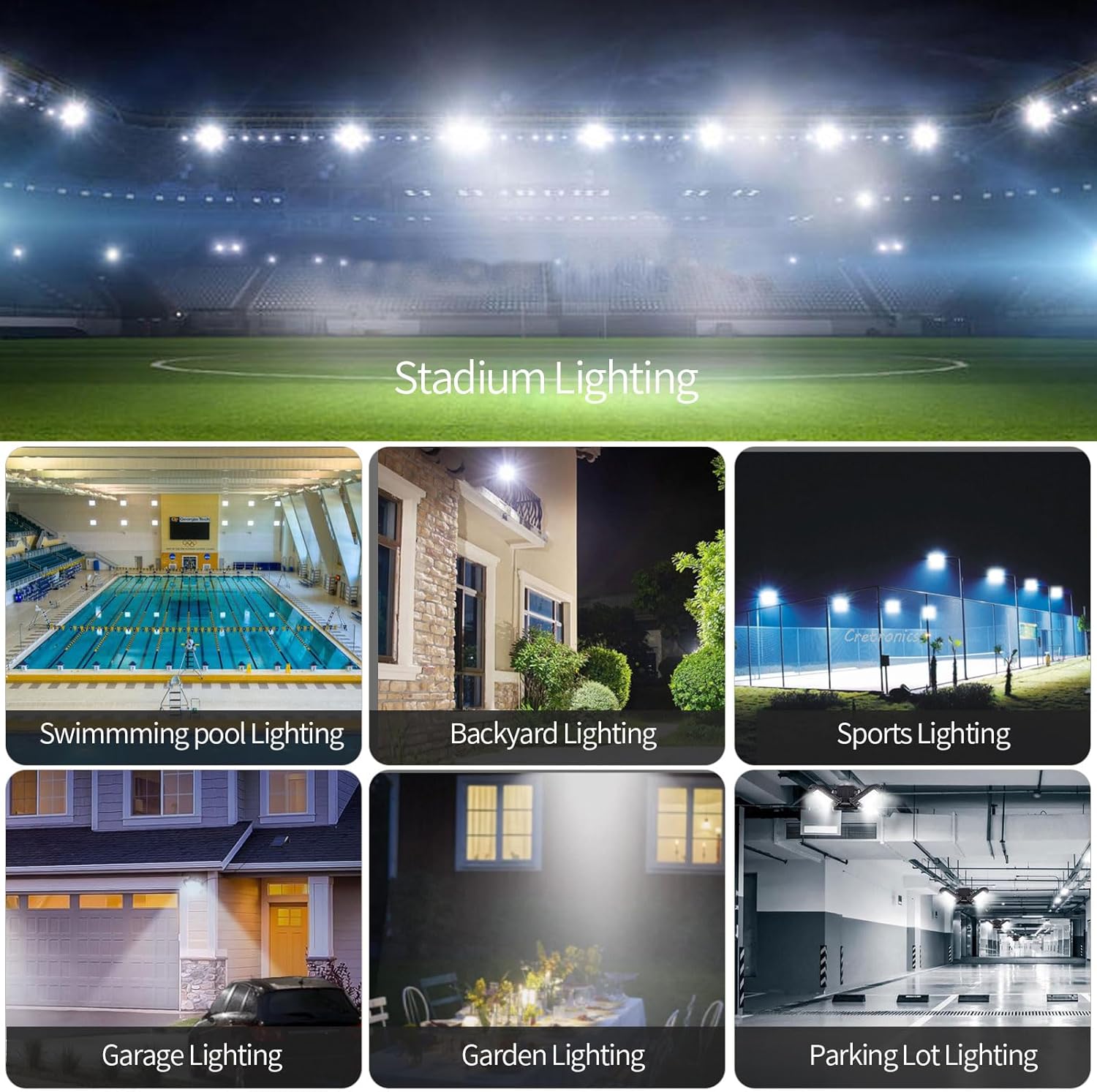 LED Strahler Außen,200W LED Scheinwerfer Innen,Kaltweiß 6500K 288 LEDs Flutlicht Werkstattlampe,IP65 Wasserdicht Wandleuchte Draußen Fluter,20000LM Baustrahler für Garten,Keller,Terrasse-6PCS