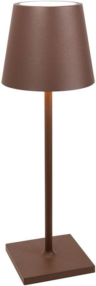 Zafferano, Poldina L Schreibtischlampe, Tragbare und Wiederaufladbare Tischlampe mit Touch Control, Geeignet für Wohnzimmer und Außenbereich, Dimmer, 2200-3000 K, Höhe 49,7 cm, Farbe Corten