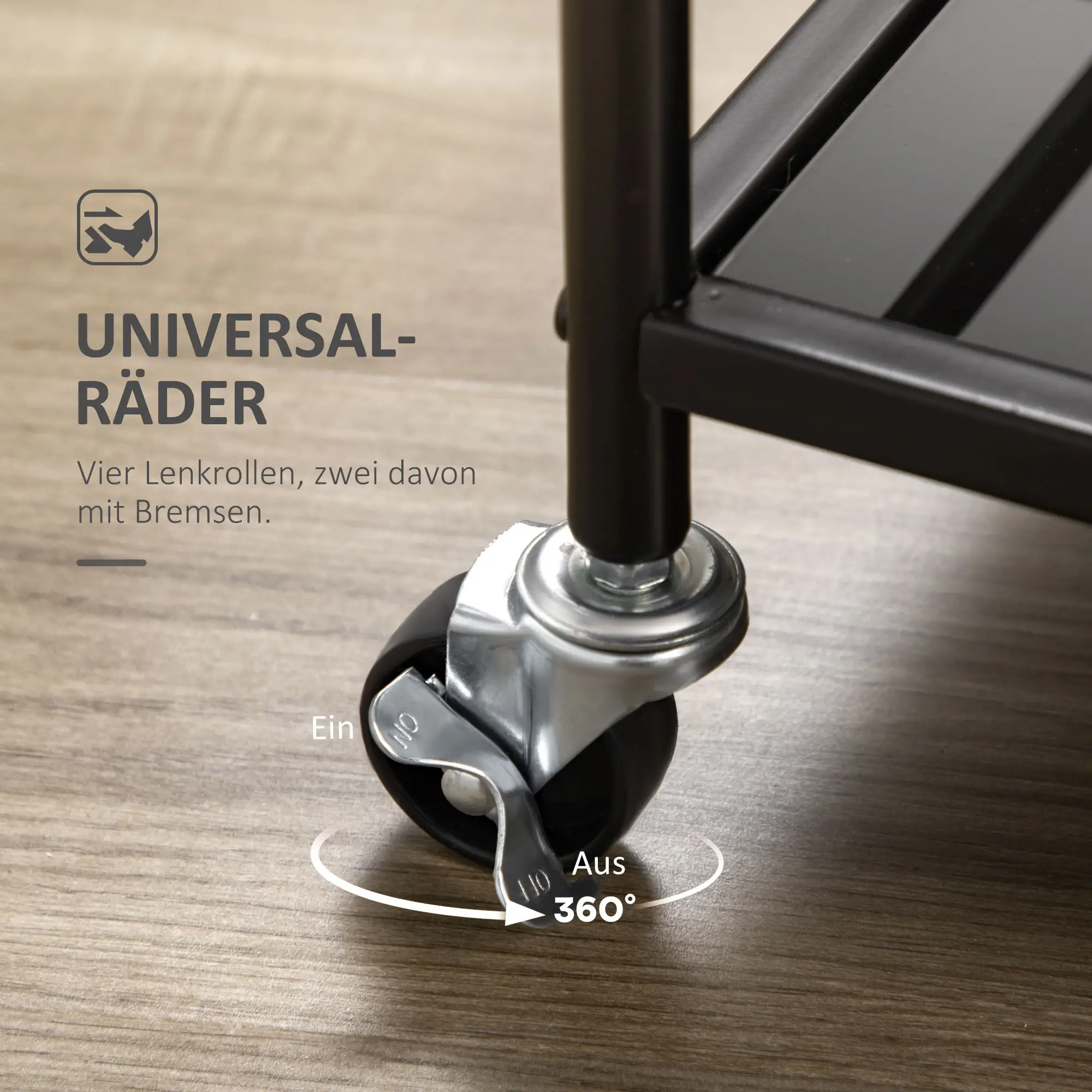 HOMCOM Servierwagen Küchenwagen 2-stufig mit Rollen Glas