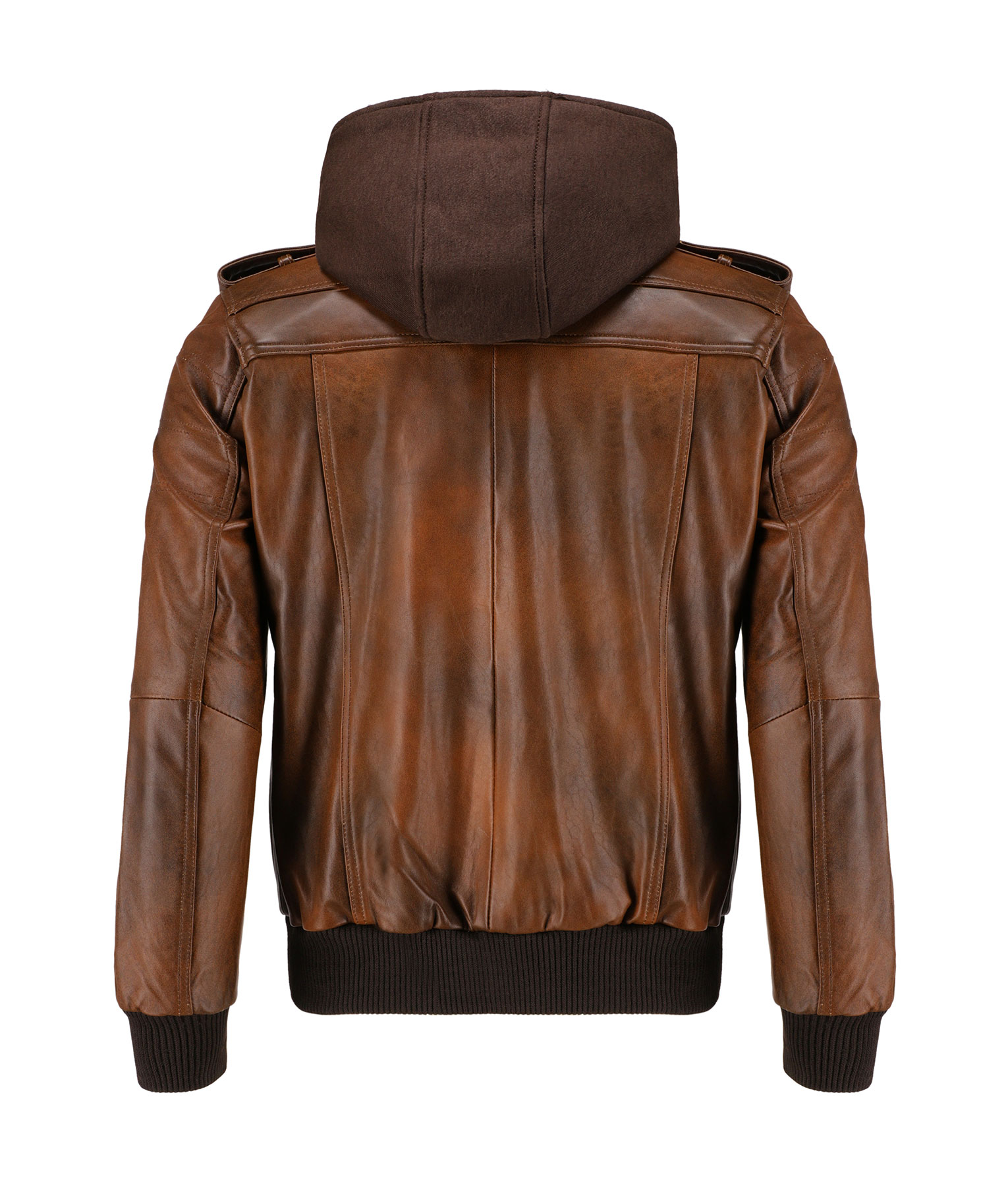 Conrad Abraham Dark Brown Hooded Bomber Leather Jacket