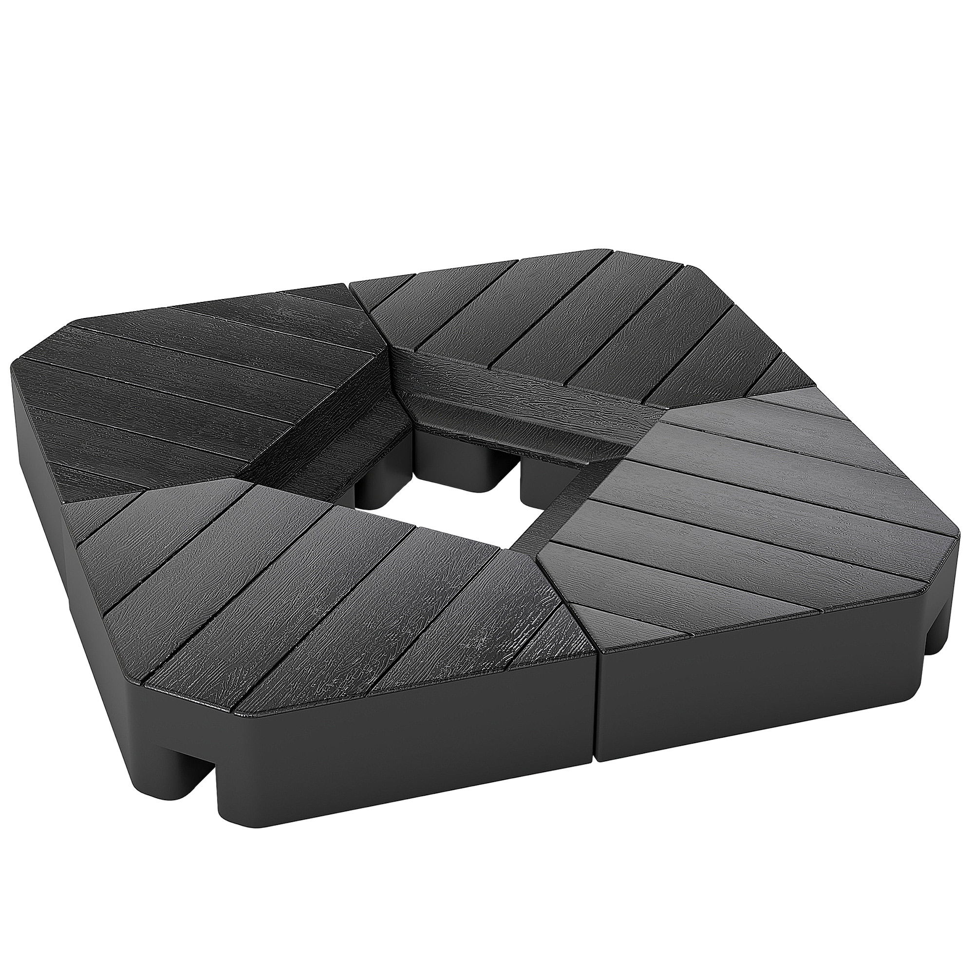 Outsunny Basisgewichte für Sonnenschirmständer, mit Wasser und Sand befüllbar, Kunststoff, 80L x 80B x 13H cm, Schwarz