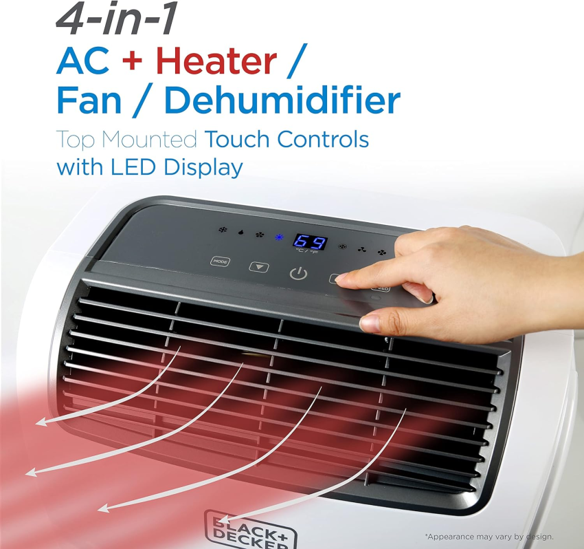 BLACK+DECKER Air Conditioner, 14,000 BTU Air Conditioner Portable for Room and Heater up to 700 Sq. Ft. with Remote Control