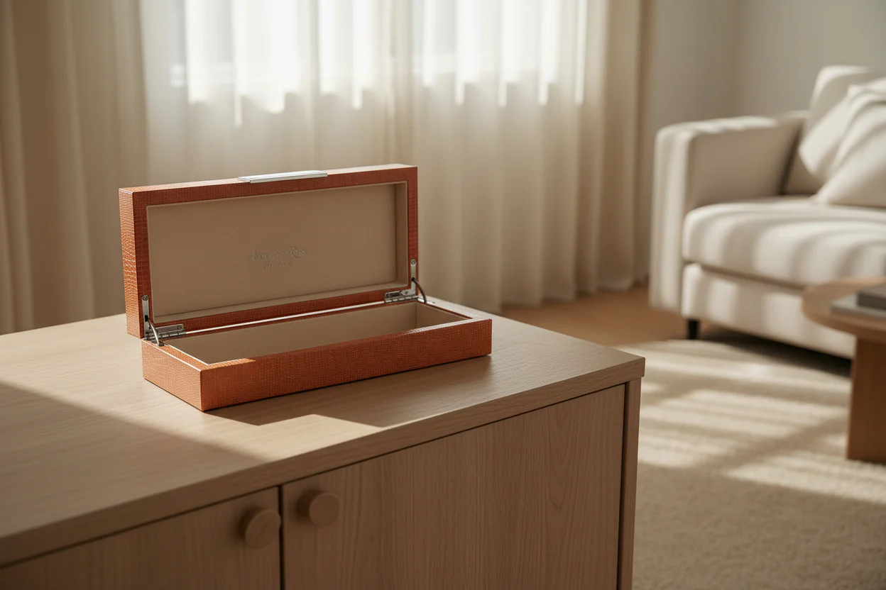 Orange Croc Box With Gold