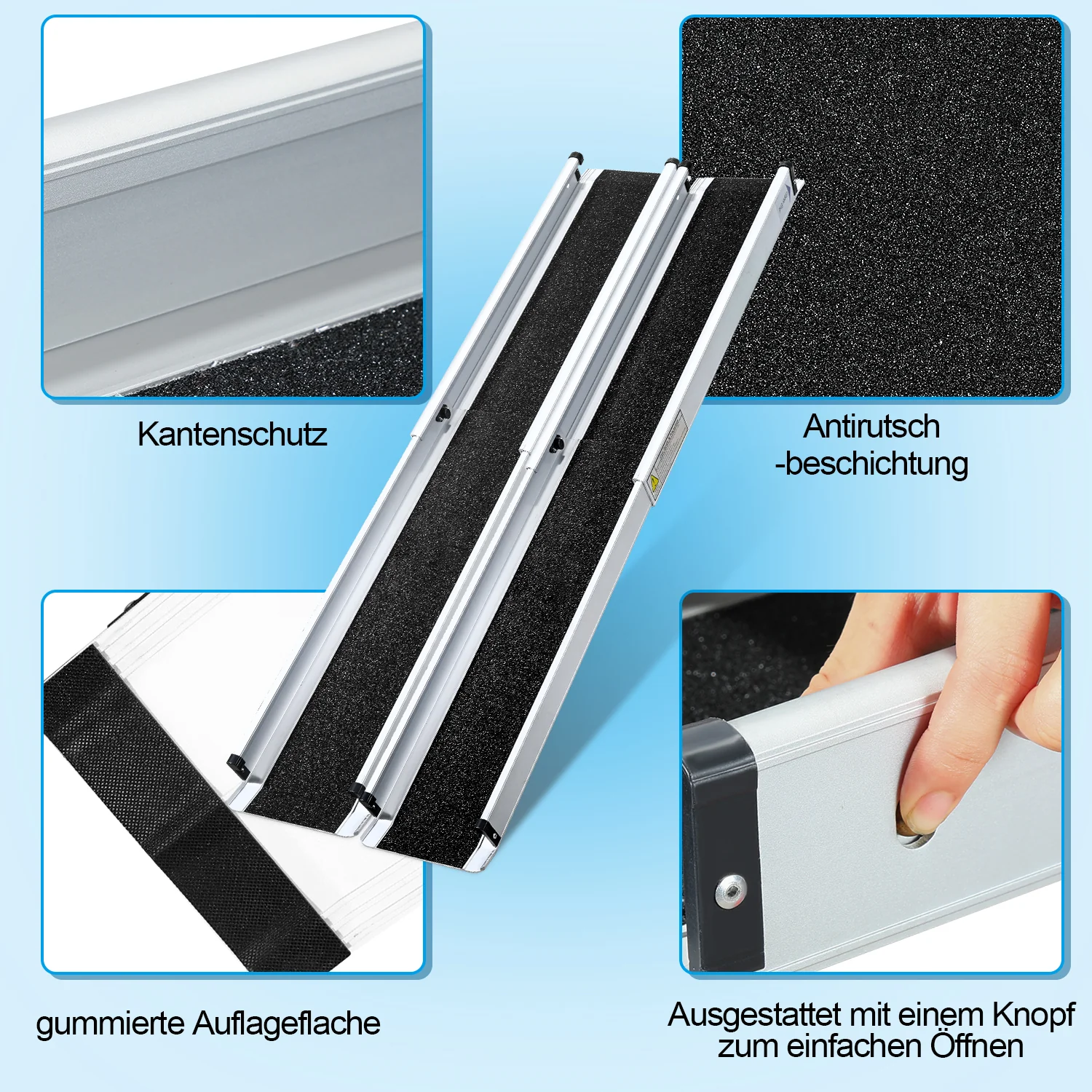 Sonnewelt 2x Rollstuhlrampe Aluminium Auffahrrampe bis 300 kg