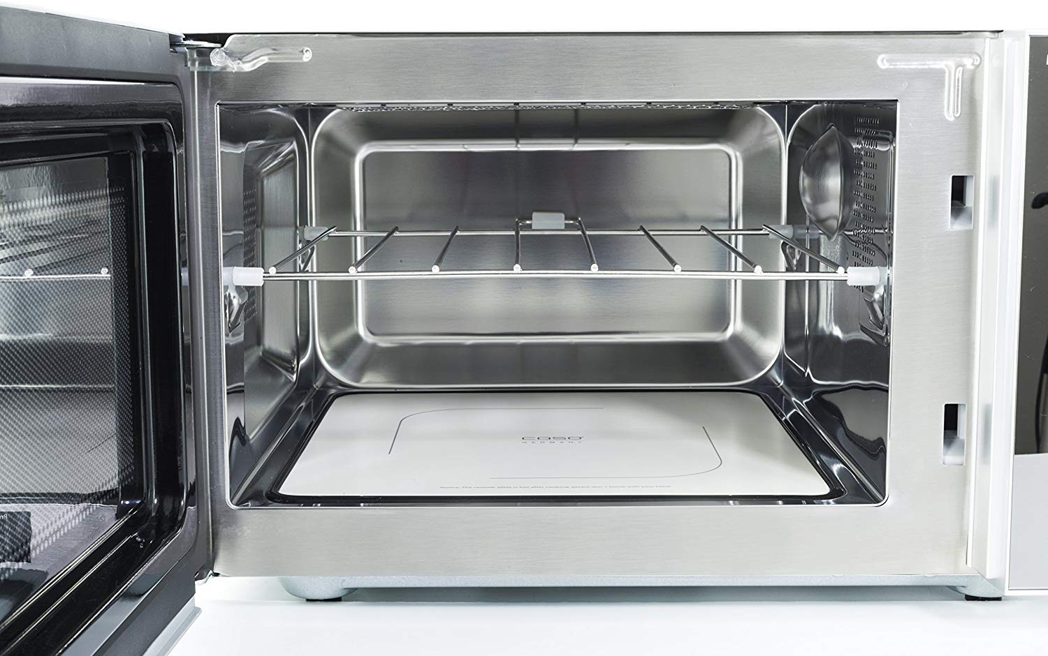 CASO MG25 Ceramic Mikrowelle Grill 25 L 900 W 1000 W kein Drehteller Grillrost 2 Ebenen Edelstahl verspiegelt