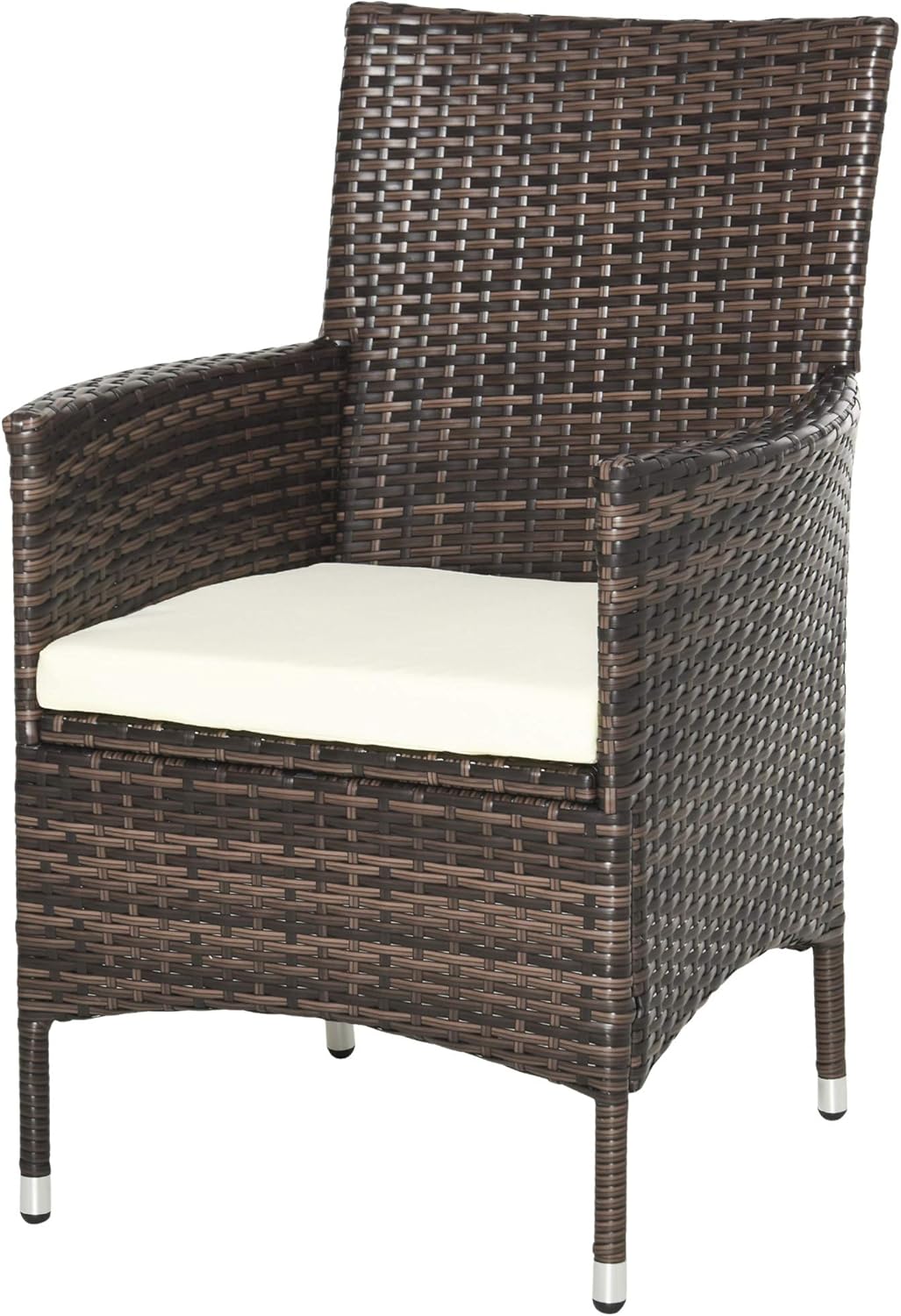 Outsunny Rattan Garden Furniture Set 3-Piece Garden Furniture Set with 2 Chairs with Cushions Brown