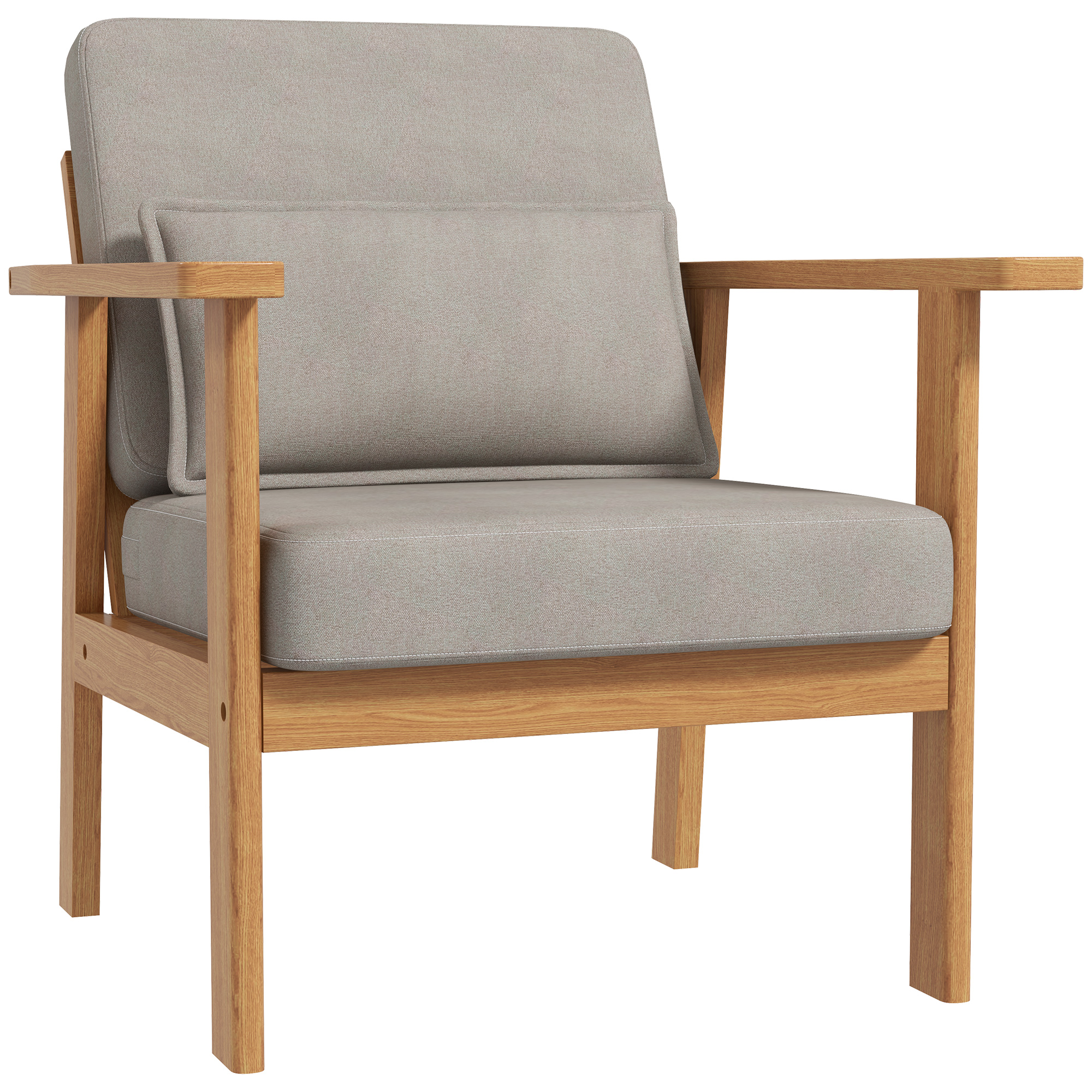 HOMCOM Sessel Akzentsessel Polstersessel, inkl.1 Kissen, 70 cm x 72 cm x 76 cm, Beige + Natur