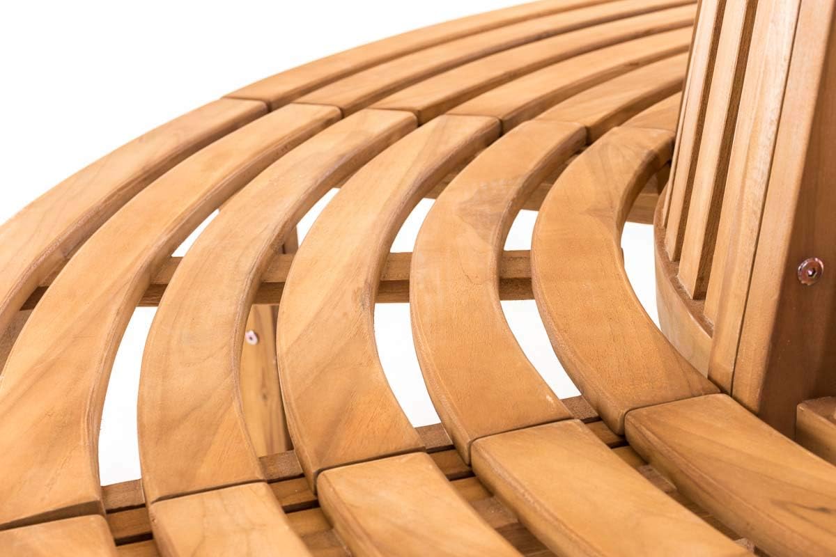 CLP Baumbank Novum I Rundbank mit 8 Sitzplätzen I Naturbelassene Holzbank Mit Rückenlehne Aus Massivem Teakholz, Farbe:Teak, Größe:200 cm