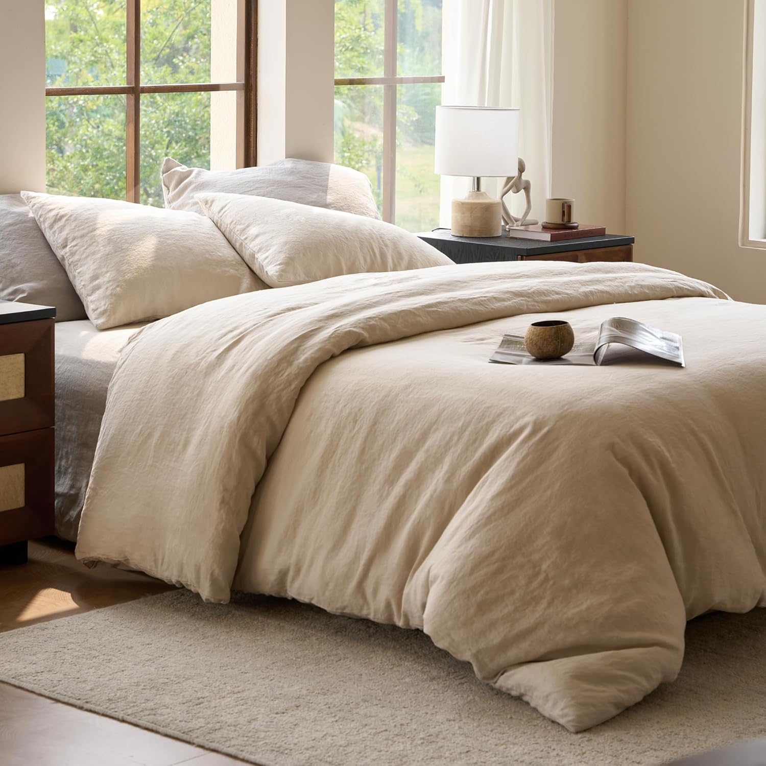 SIJO Premium Stone Washed Organic French Linen Duvet Cover, GOTS Certified Organic, Small Batch Sourced from Normandy, Best Cooling Linen Sheet Award by Sleep Foundation (Classic, Full/Queen)