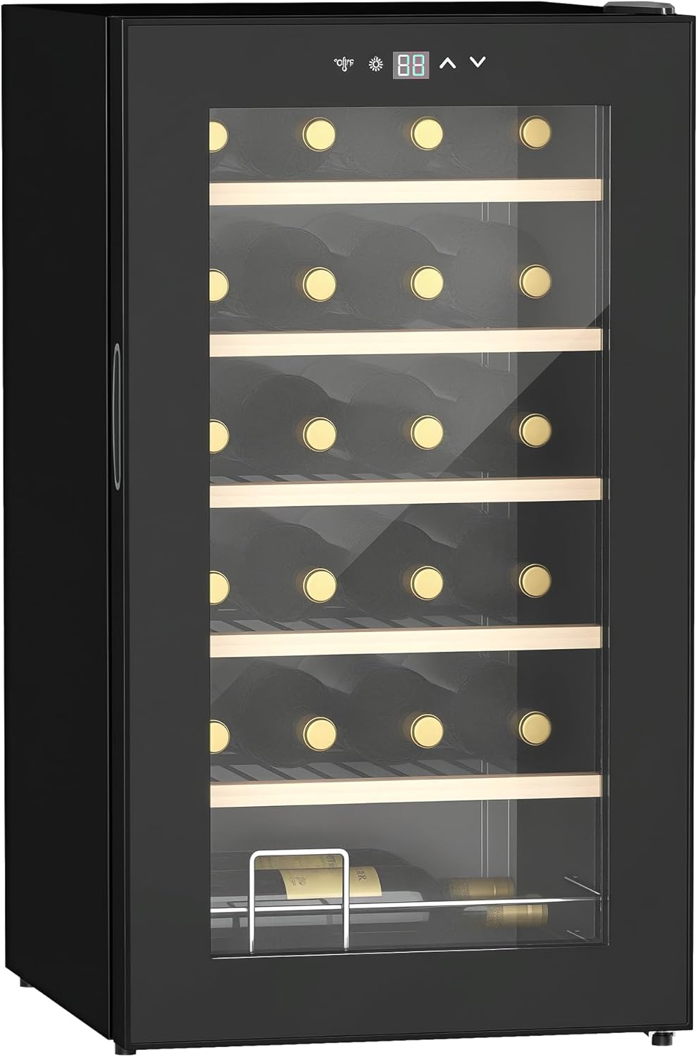 HOMCOM Cantinetta Vino Refrigerata 41 Bottiglie 91L Cantina Vino Silenziosa Temperatura Regolabile 5-20℃ Frigo Vino Bar con Vetro Anti UV, Ripiani, Compressore, Display Touch, Luci LED, Classe G, Nera