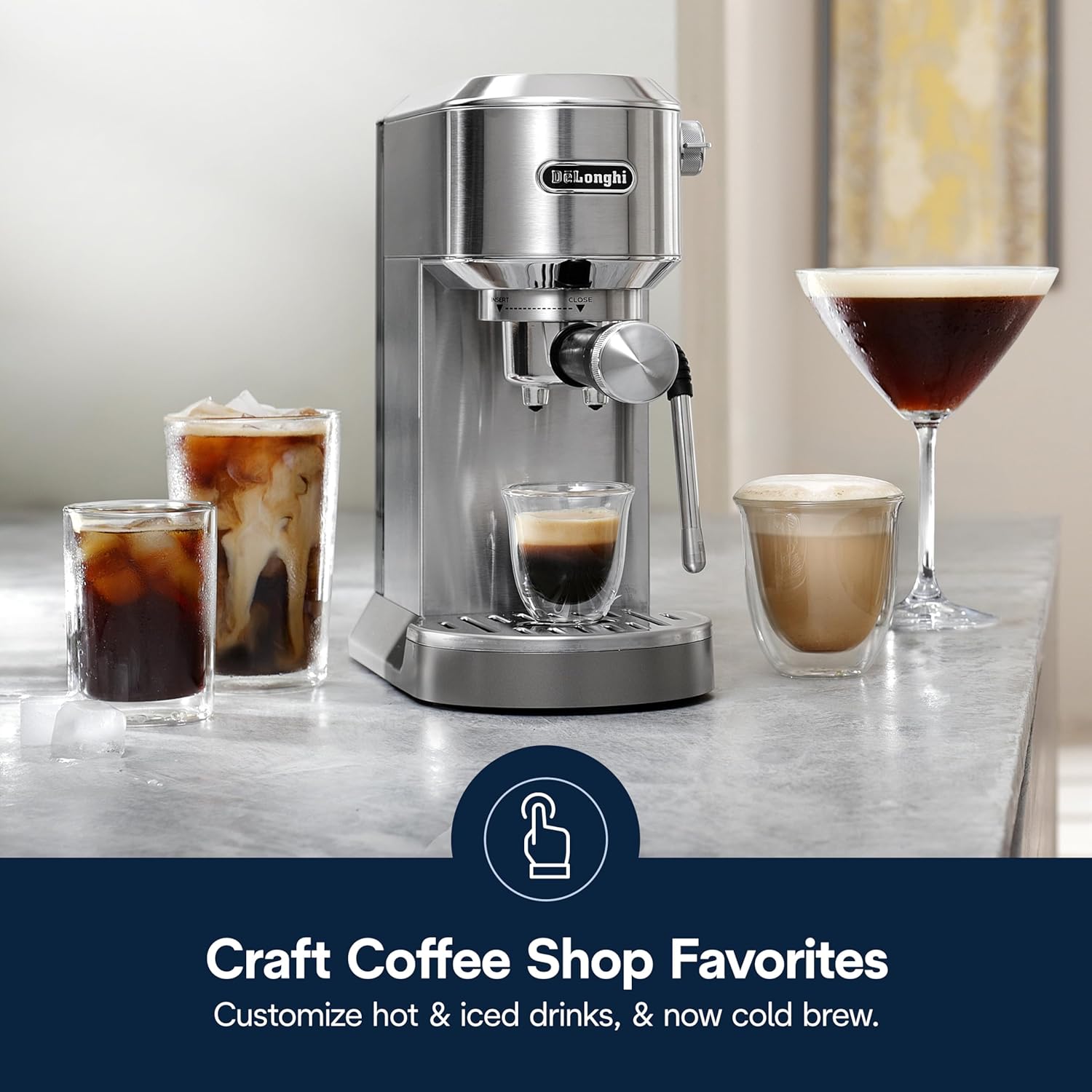 De'Longhi Dedica Duo Espresso Machine with Milk Frother, Stainless