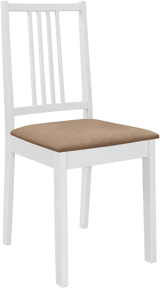 Set di 3 pezzi in legno massello di gomma con tavolo allungabile e 2 sedie in MDF bianco resistente design per una stabilità duratura e superficie espandibile stile moderno