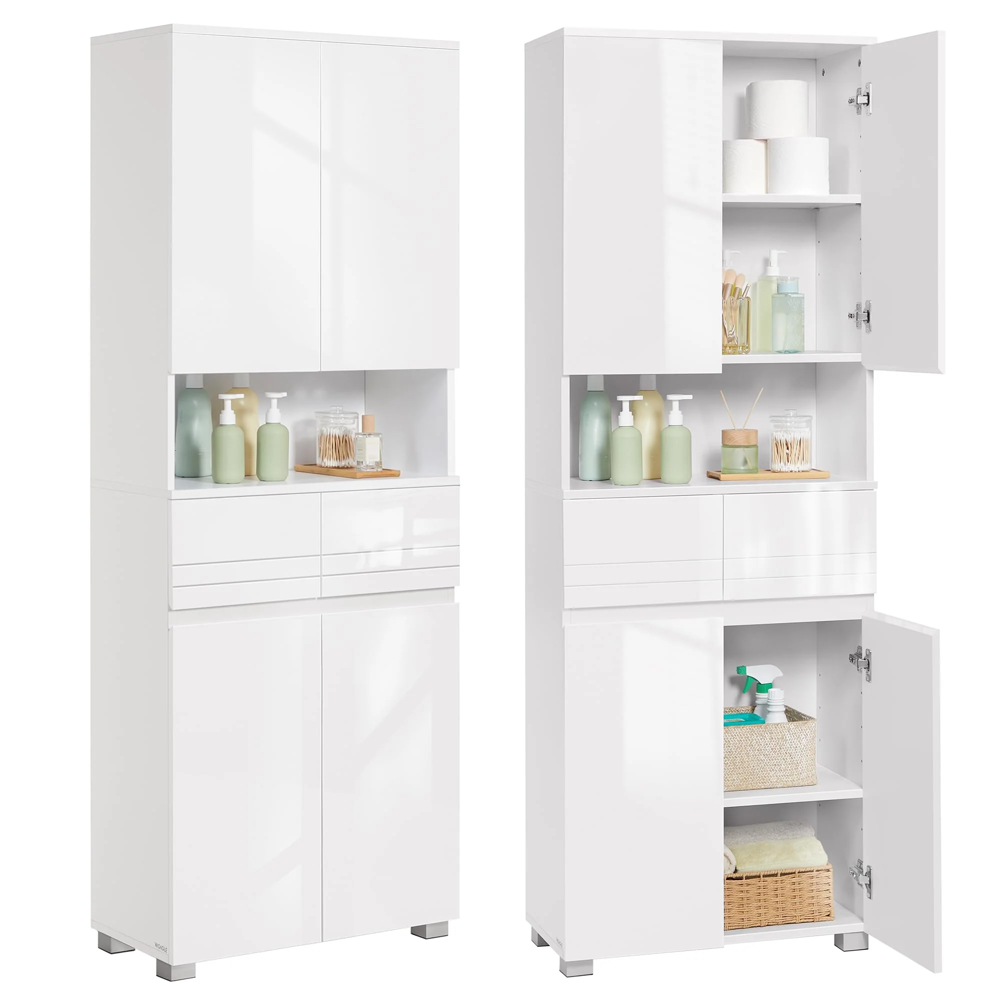 VASAGLE Badezimmerschrank mit Türen und Schubladen