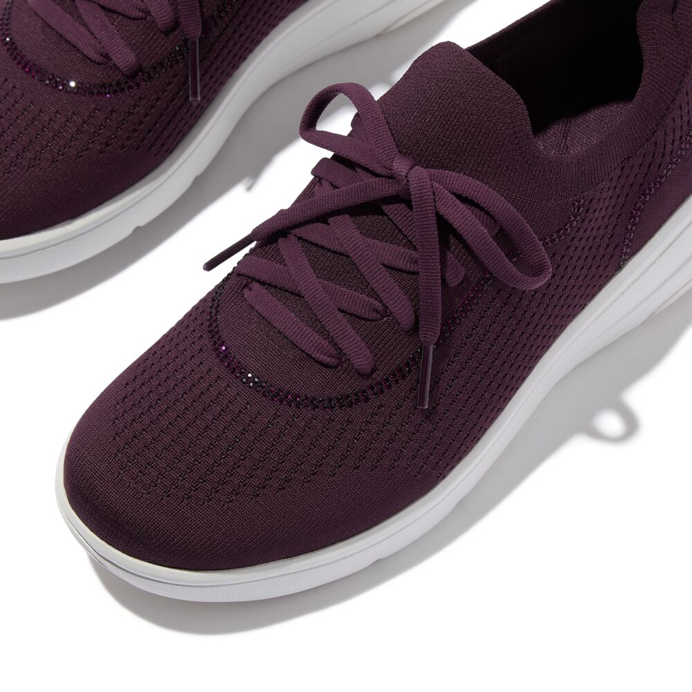 FitFlop Super-Q Sneaker Plumberry Knit Slip-On Laced