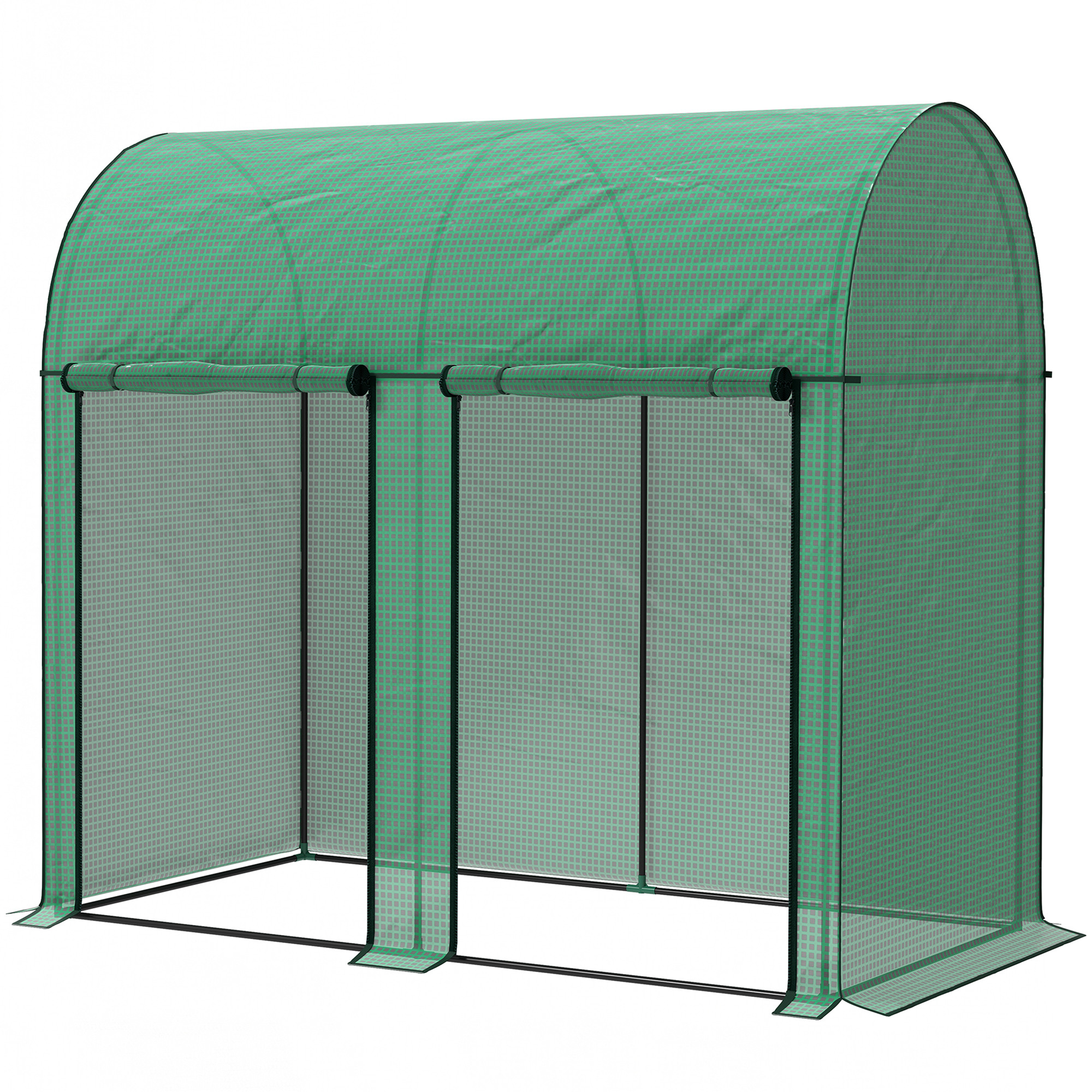 Outsunny Gewächshaus 2 m² Tomatengewächshaus 2 rollbare Reißverschlusstüren Stahl PE mit hoher Dichte UV-Schutz 2 x 1 x 1,78 m weiß