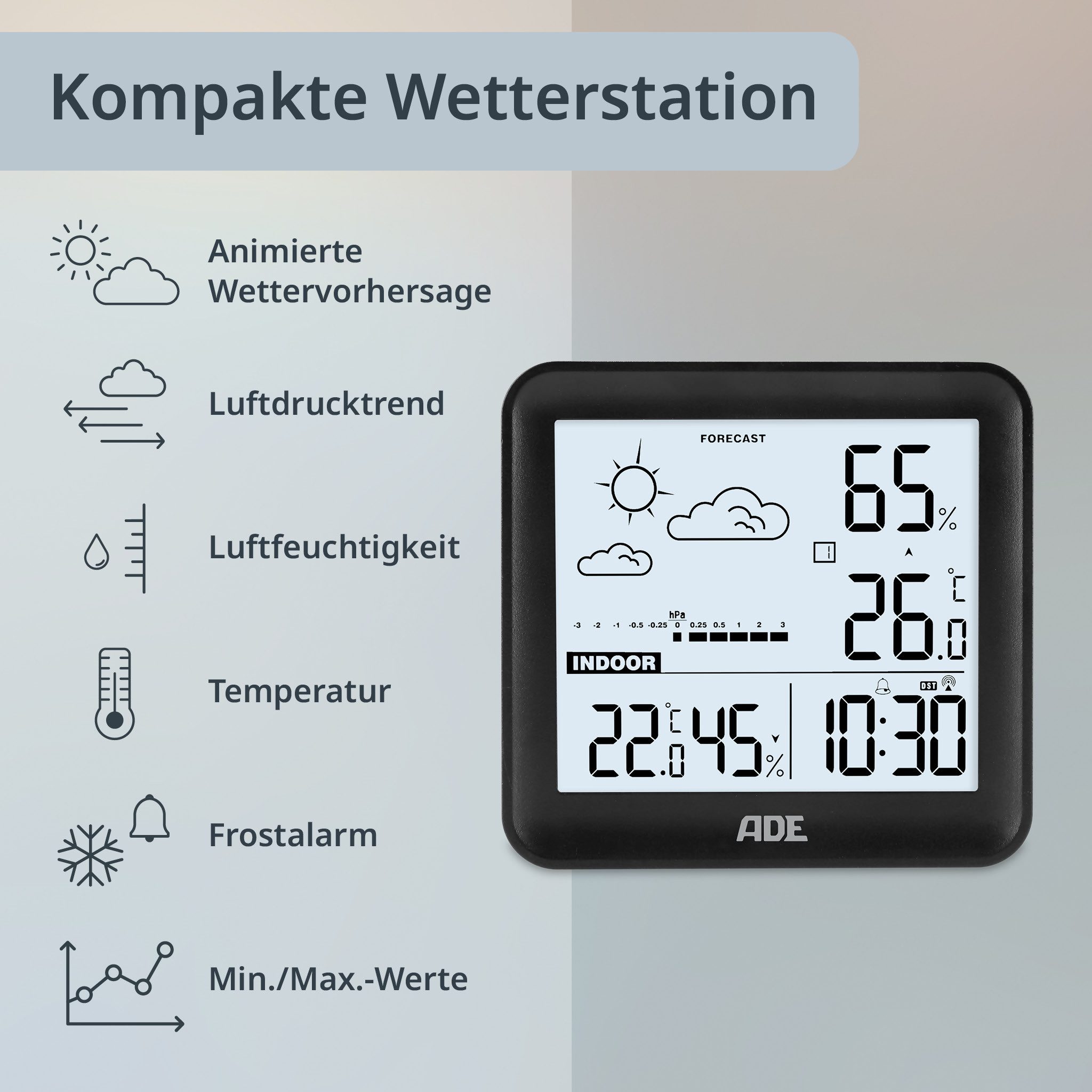 Funkwetterstation Kleine digitale Wetterstation mit Außensensor