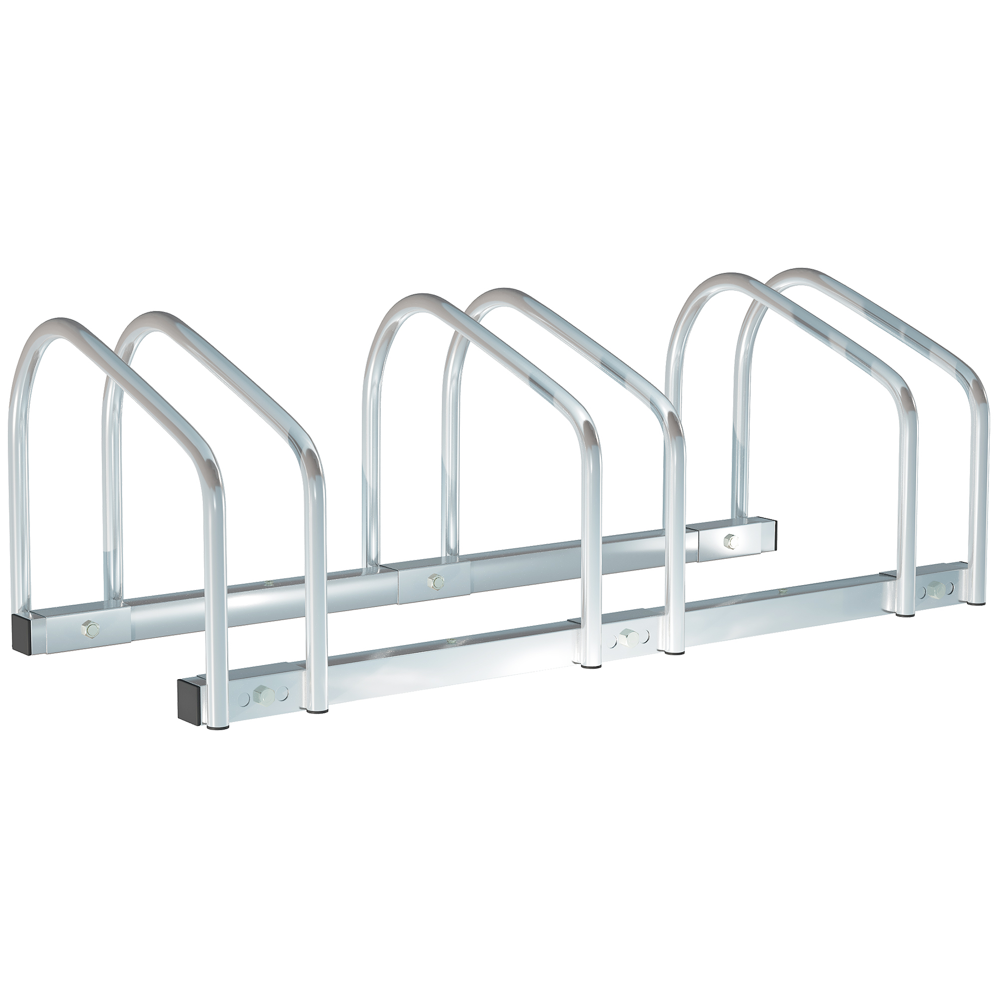 HOMCOM Fahrradständer Parken für 3 Fahrräder aus Stahl, 76x33x27 cm, Silber