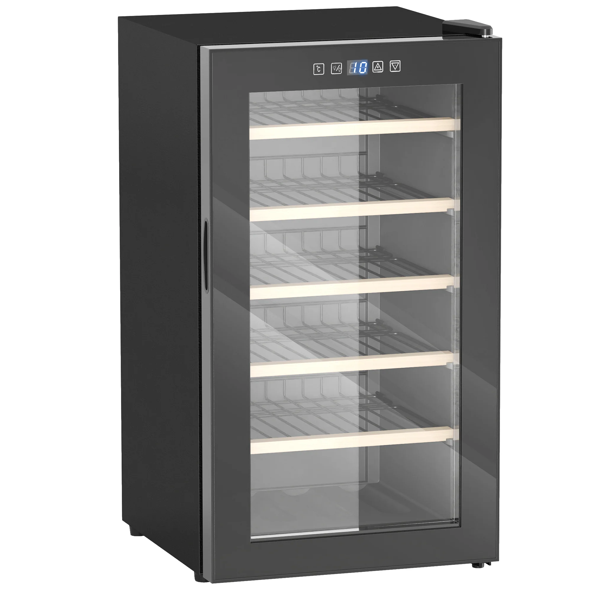 HOMCOM Wijnkoelkast voor 41 Flessen, 91 Liter Capaciteit, Drankenkoelkast met LED-Display en Touchscreen, Zwart
