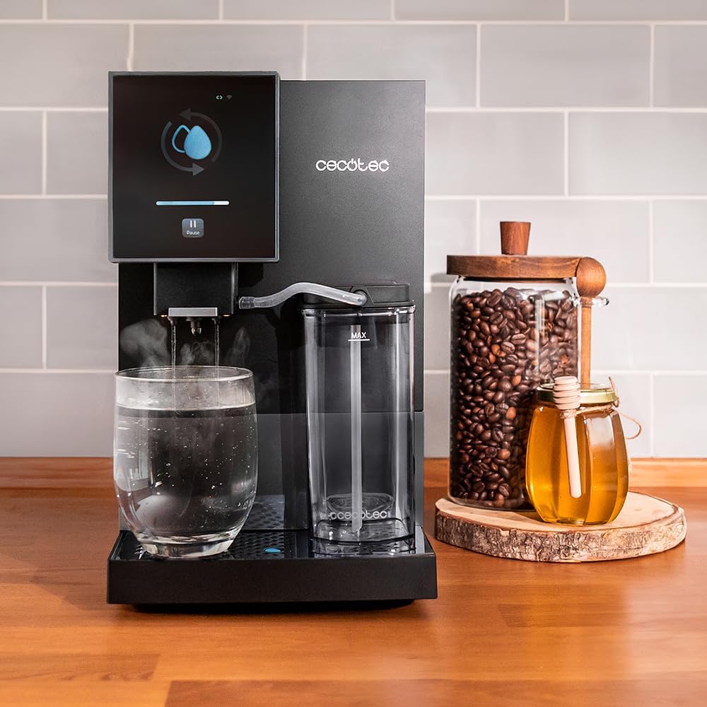 Cecotec Kompakte Superautomatische Kaffeemaschine mit Wifi Cremmaet Compactccino Connected Black Rose. 1350W, 19 Bar, TFT-Bildschirm und APP, Mahlwerk, Milchtank 400 ml und 1 Liter Wasser