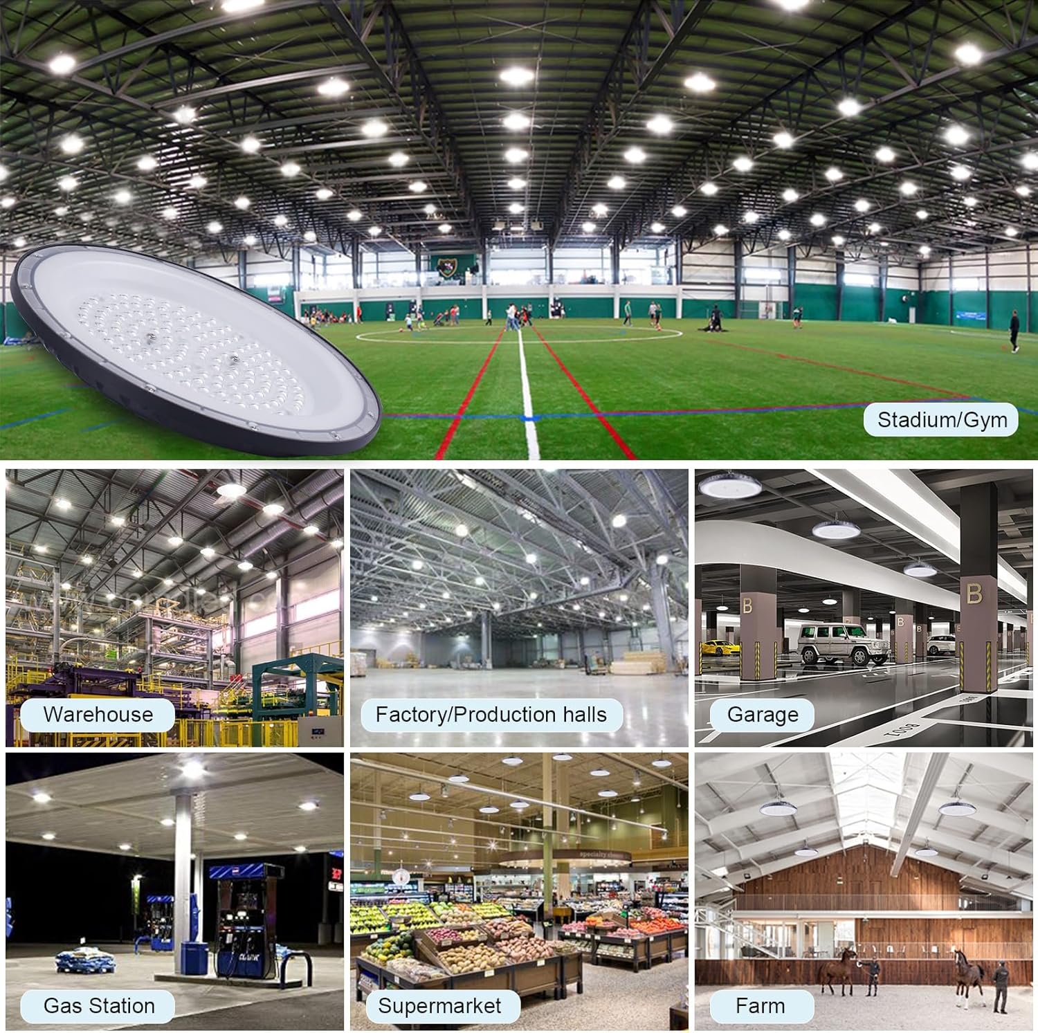 300W UFO LED High Bay Light,Fosingut Superhell 432 LEDs Hallenstrahler UFO LED Werkstattlampe,110lm/W 6500K Kaltweiß IP65 Wasserdichte Industrielampe High Bay Licht für Fabriken,Garage,Lagerhaus-6pcs