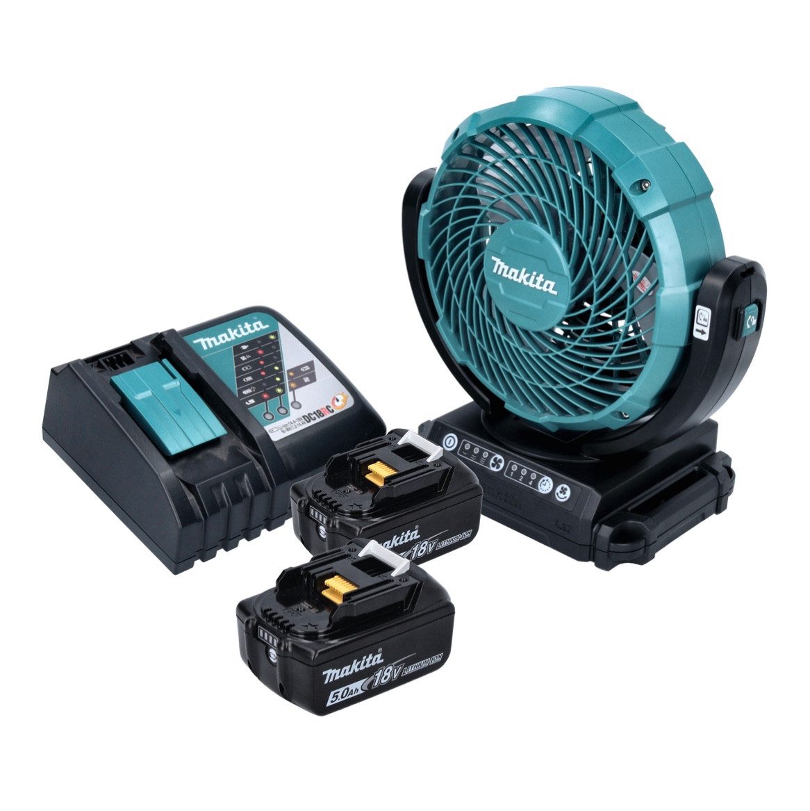 Akku-Standventilator DCF 102 RT Akku Ventilator Lüfter 18 V 18 cm + 2x Akku 5,0 Ah + Ladeg