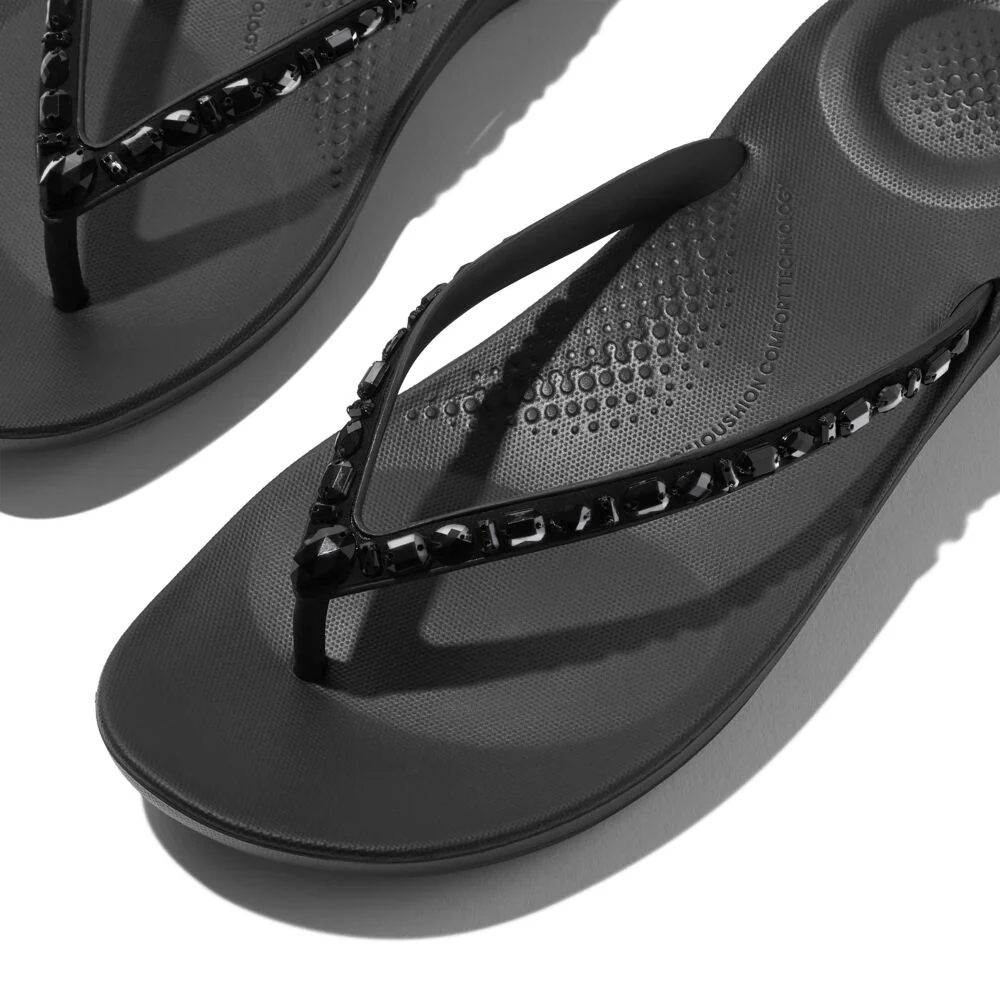 FitFlop iQushion Ergonomic Black Ziersteine Zehensteg