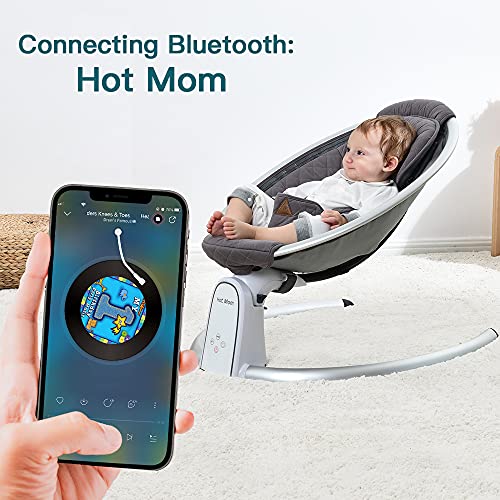 Hot Mom dondolo neonati,sdraietta neonati Elettrica,Blocco, Timer,Bluetooth (Grigio scuro) : Prima infanzia