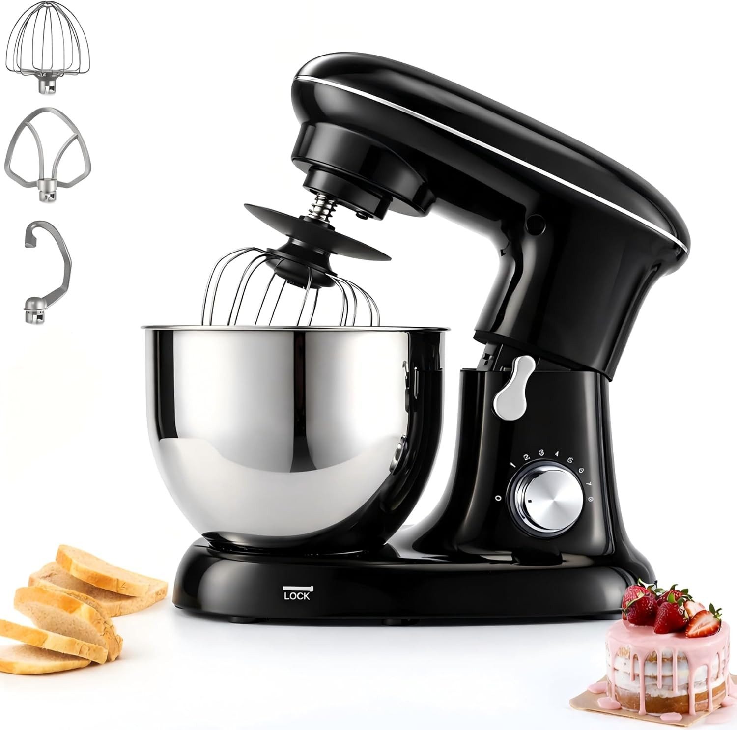 Küchenmaschine 1400W mit 5L Edelstahl-Rührschüssel Knetmaschine/Teigmaschine