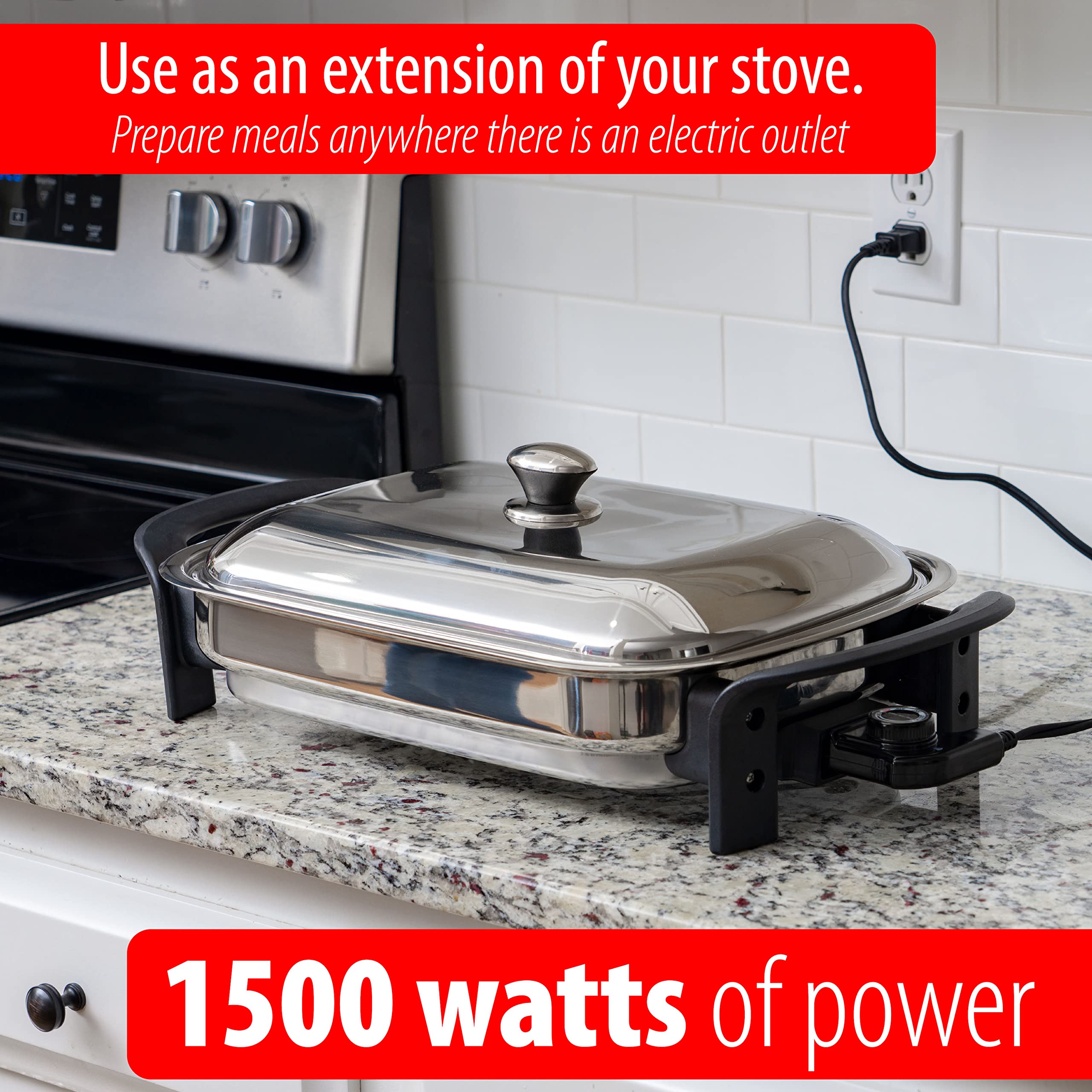 Maxam 16 Inch Electric Skillet Rectangular