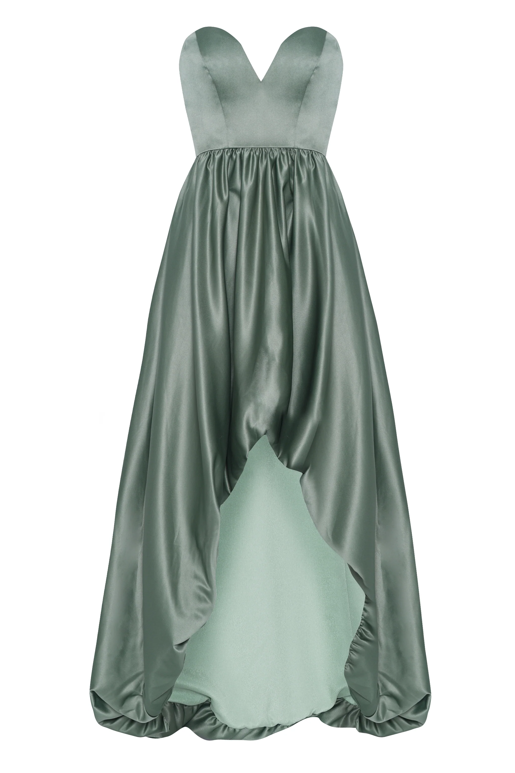 Green Strapless High Low Dress