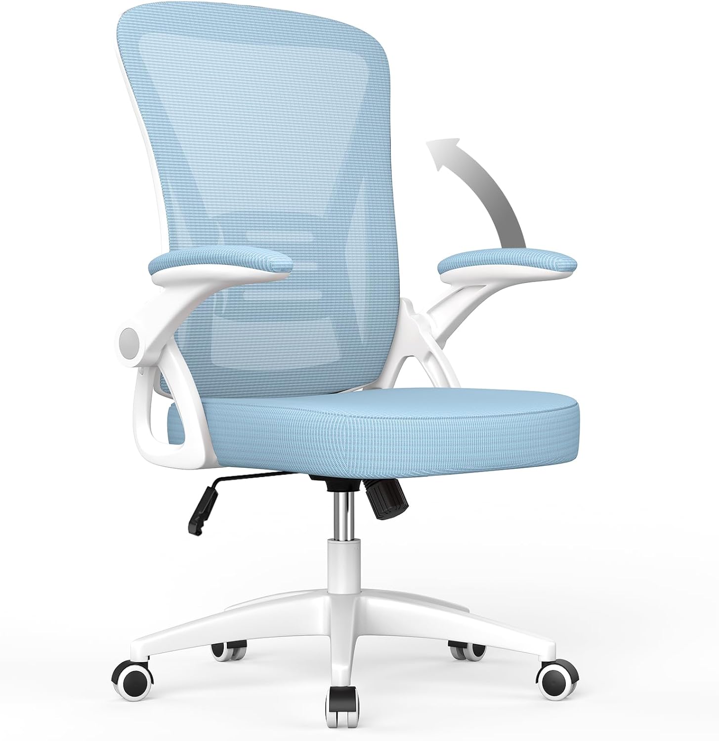 rattantree Office Chair with Lumbar Support, Ergonomic Office Chair with Adjustable Breathable Mesh Armrests, Adjustable Height and Tilting Back with Swivel Wheels, Black