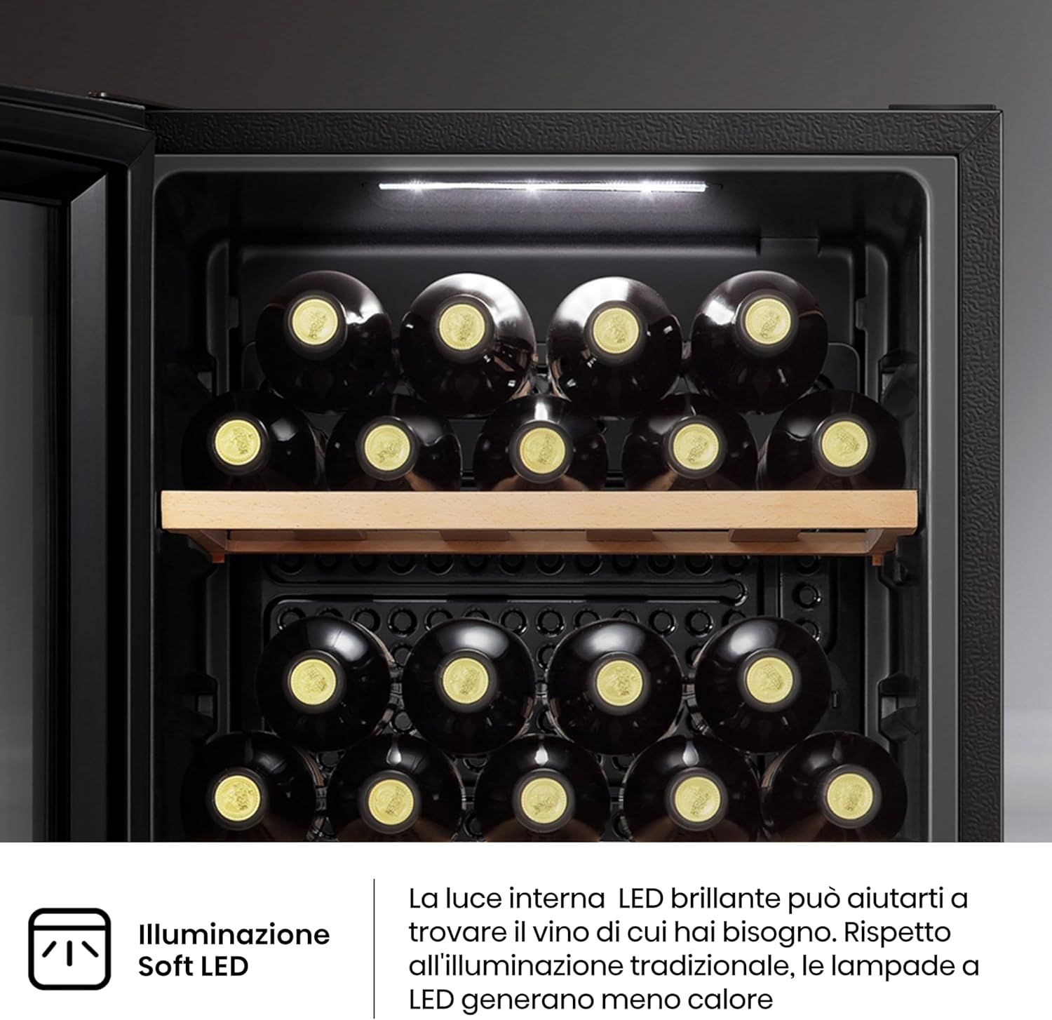 Hisense MWC4894GF Wine Cellar 30 Bottles, Monotemperature, Anti-UV Glasses, Wooden Shelves, Touch Display, LED Lighting, Year 2023