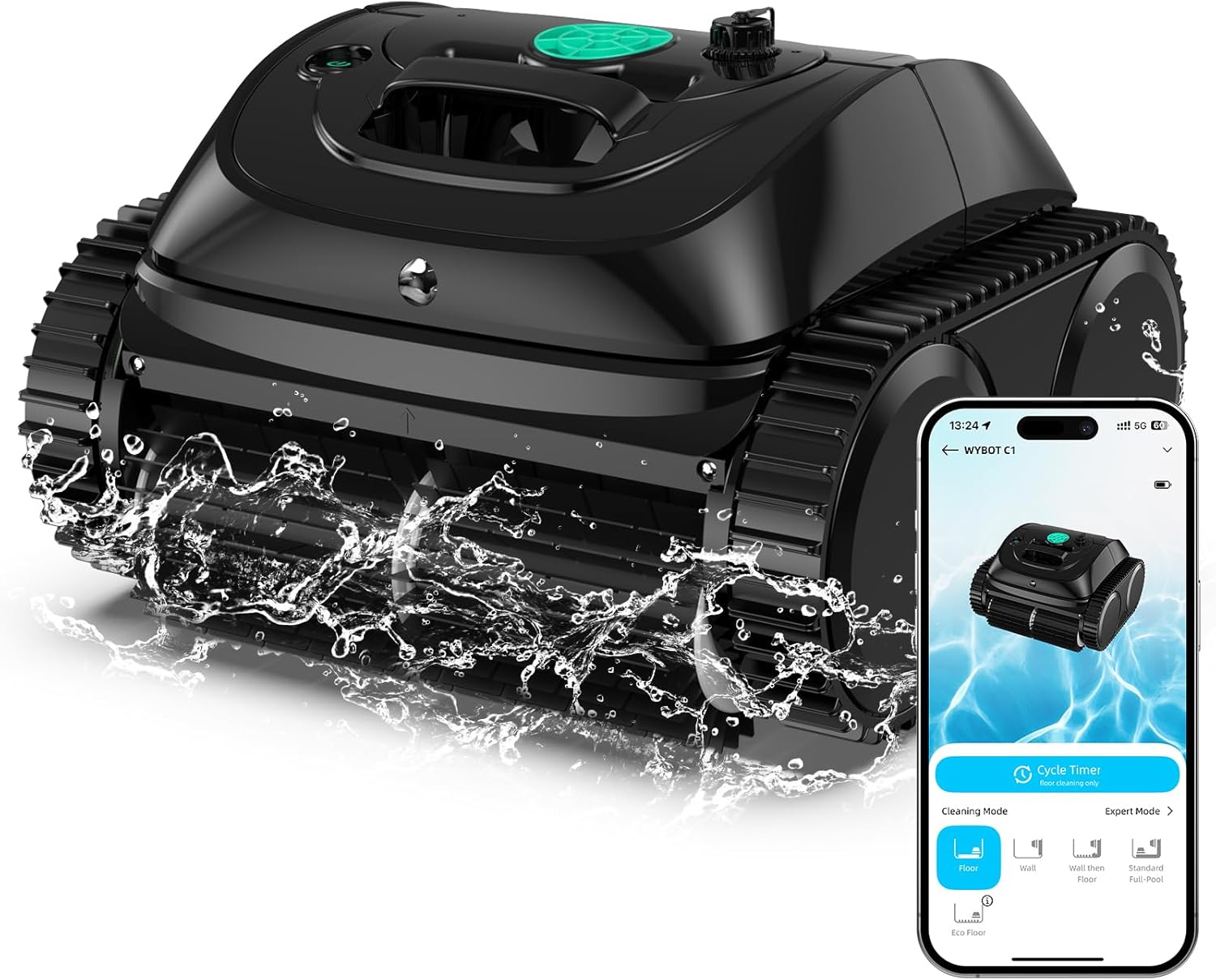 (2026 Upgrade) WYBOT C1 Cordless Robotic Pool Vacuum for Inground Pools  Above Ground Pool Cleaner 4-in-1 Wall & Waterline Cleaning Up to 1 614sq.ft  150mins Smart Navigation  App Support