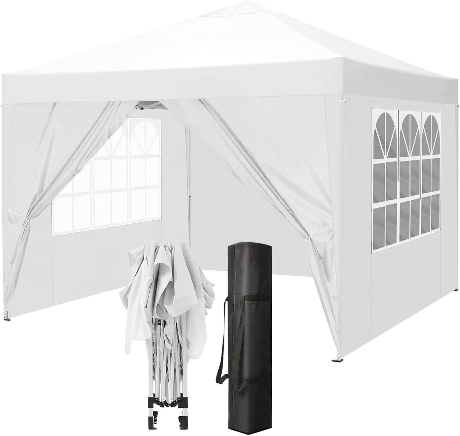 Gazebo 3 x 3 m Waterproof UV Resistant with Side Walls Steel Structure Garden 2 Doors and Windows Folding Pop Up Push Open