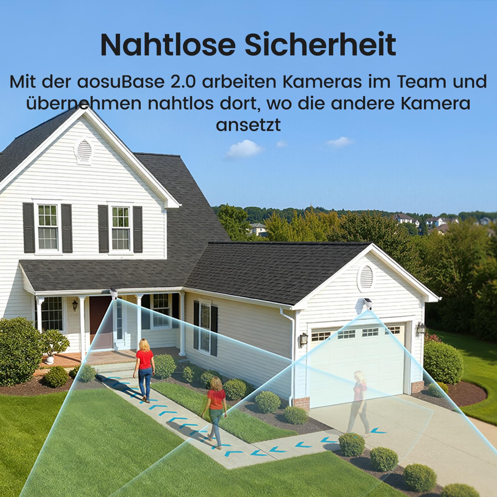 Überwachungskamera Außen 4K Solar Akku 360° PTZ mit Farb-Nachtsicht und KI-Erkennung