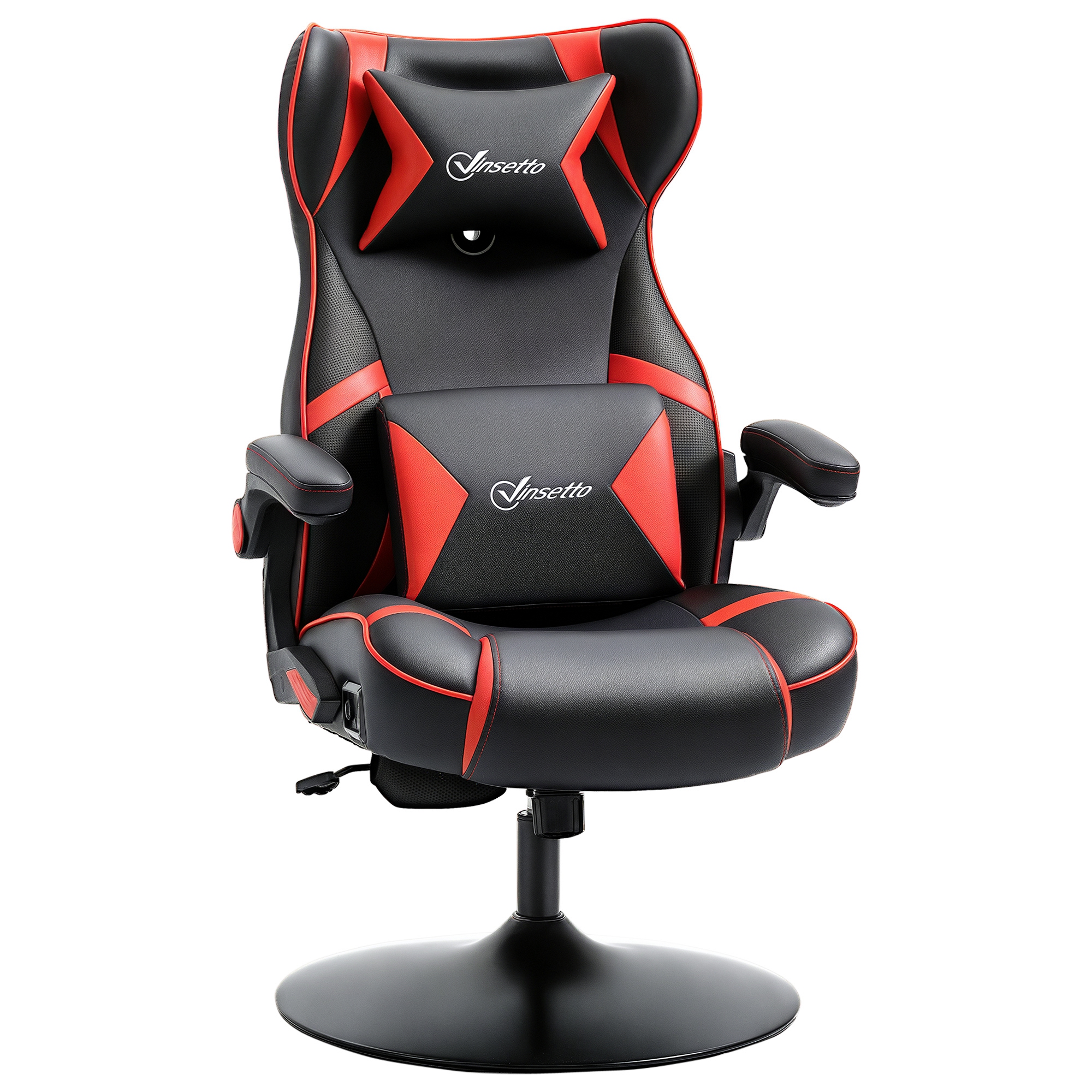 Vinsetto Gamingsessel, Gamingstuhl, integrierte Lautsprecher, neigbare Rücklehne, schwarz+rot, 69 x 73 x 118cm