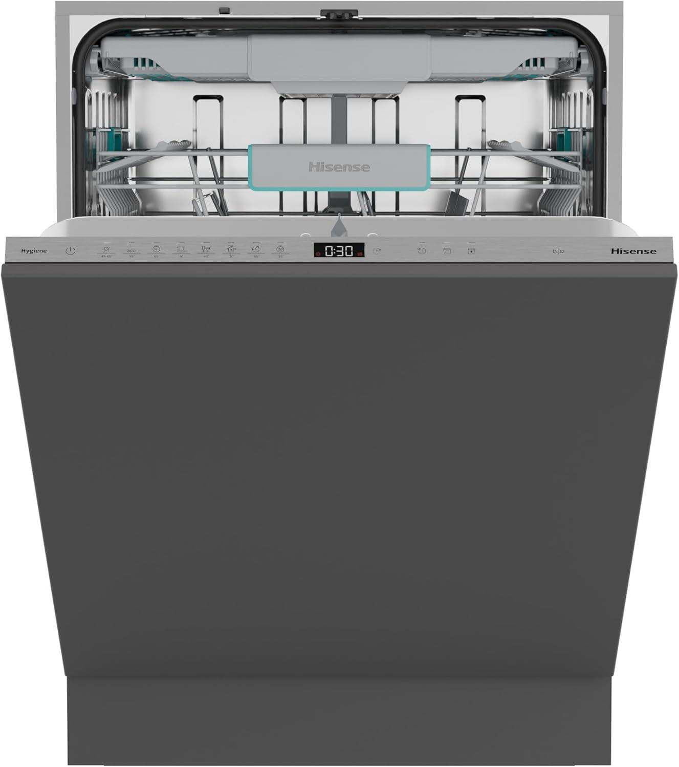 Hisense HV16A Lavastoviglie da Incasso, 16 Coperti, Terzo Cesto Flessibile, 8 Programmi, Motore Inverter Silenzioso, Intensive Clean Zone, Touch Control, 43 dB, Classe A