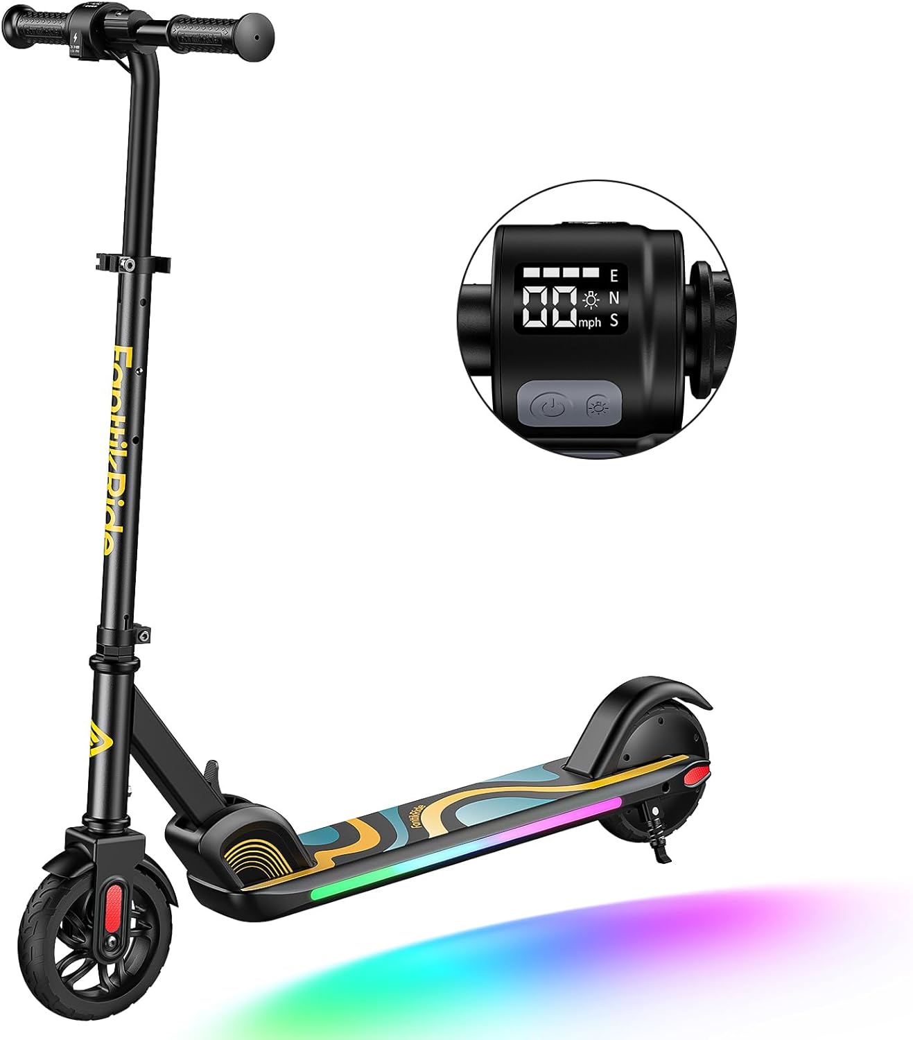 FanttikRide C9 Pro Monopattino Elettrico per Bambini 120-160 cm, Luci Arcobaleno Colorate, 8/13/16 km/h, Autonomia di 8 km, Display LED, Altezza Regolabile, Pieghevole, per Bambini fino a 60 kg