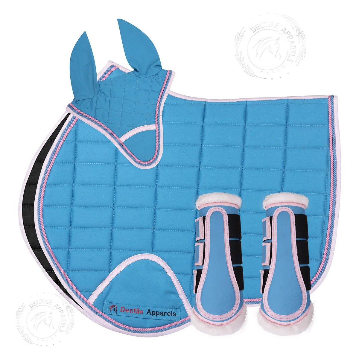 Blue English Saddle Pad Set