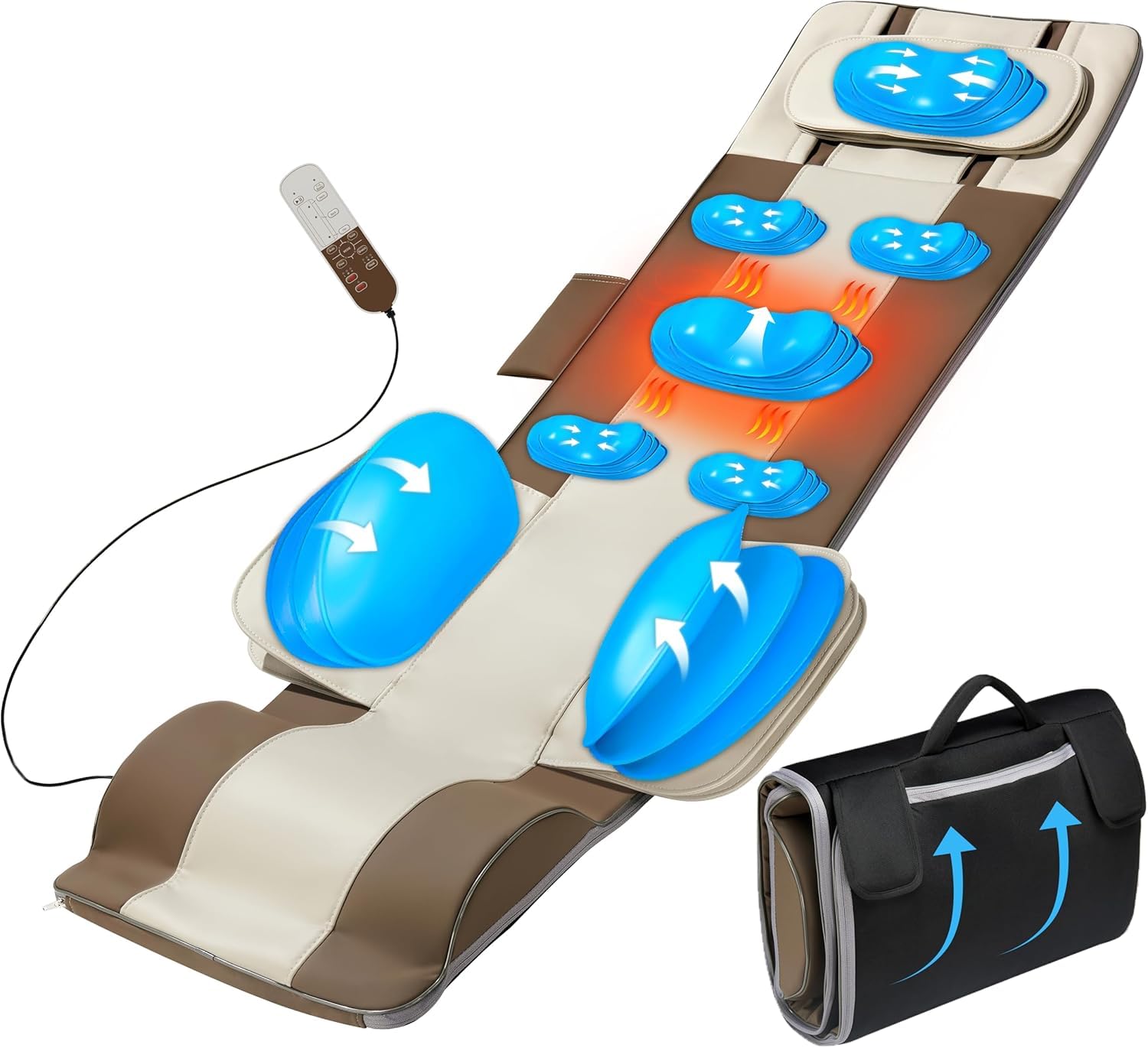Ganzkörper Massagematte mit Wärme 3D Streckung Lendentraktion für Rücken Nacken Schultern Beine Entspannung