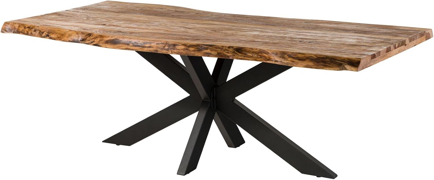 MASSIVMOEBEL24.DE Freeform 5 Tavolo da Pranzo in Legno di sheesham - sabbiato Natur/Gambe Incrociate Antracite Matt 200x100