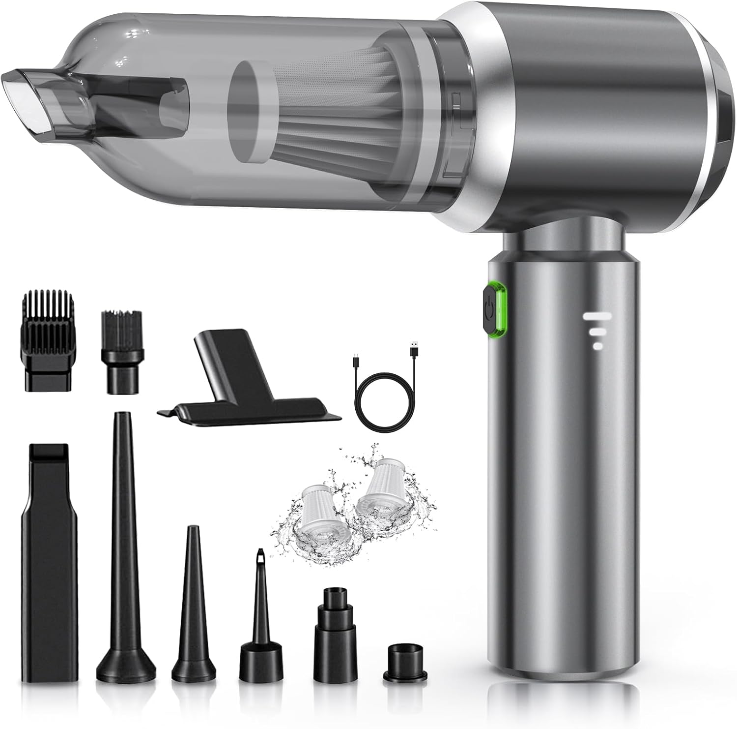 NVKHG Wireless Vacuum Cleaner, 18000Pa Portable Car Vacuum Cleaner, Vacuum Cleaner and Blower with Brushless Motor, Mini Powerful Vacuum Cleaner for Car Home Office Household Hair