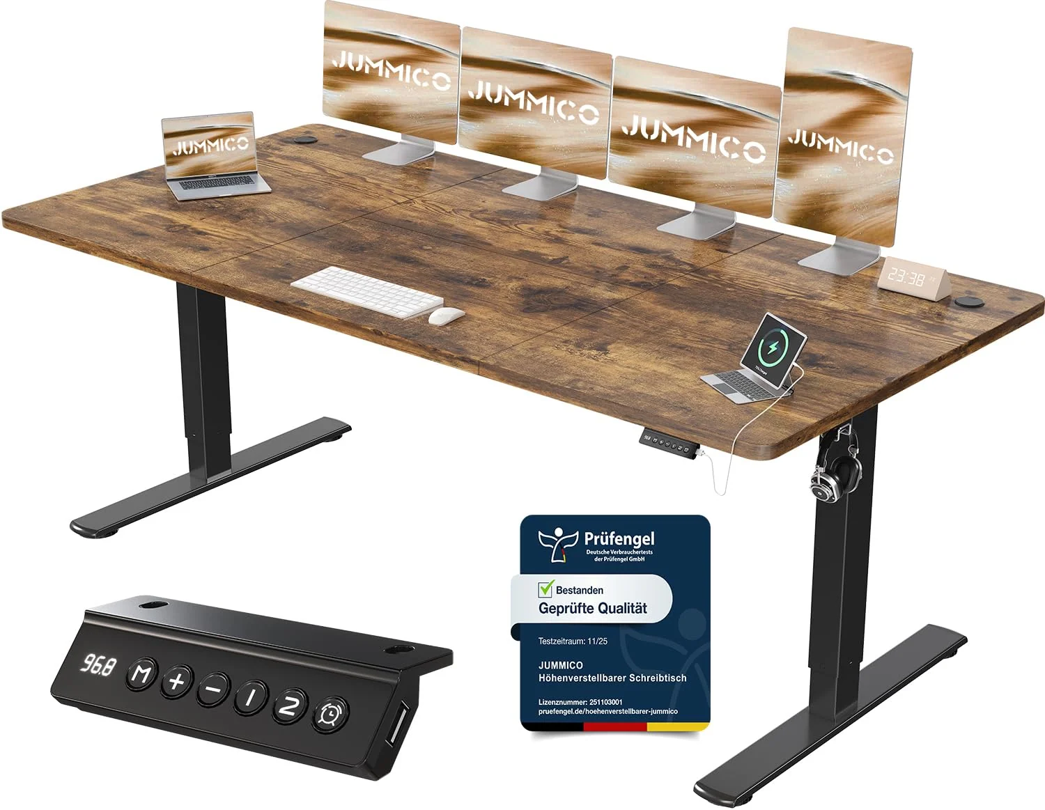 JUMMICO Elektrisch höhenverstellbarer Schreibtisch mit USB-Anschluss