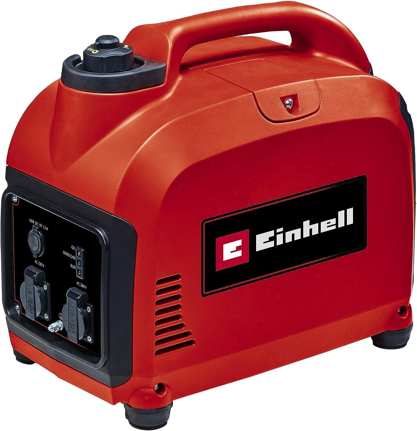Einhell TC-IG 2000 Generatore di corrente INVERTER (benzina, motore 4 tempi con inverter, potenza max 2000 W, 2 prese da 230 V, serbatoio 4l, incl. voltmetro, funzione AVR) Black/Red