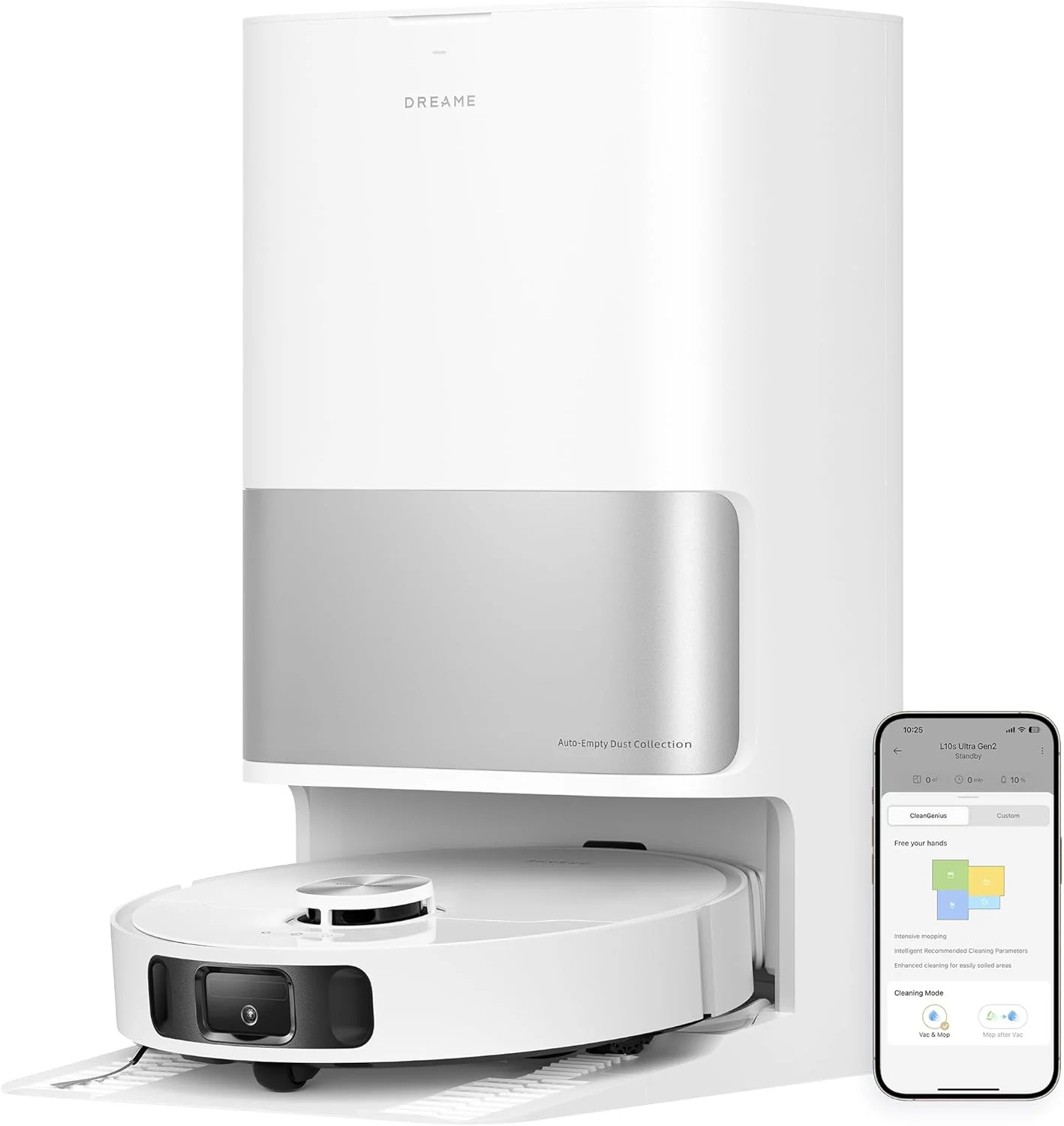 dreame L10s Pro Ultra Heat Roboter Staubsauger mit Automatische Moppreinigung mit heiem Wasser, Moppverlngerung, 7.000 Pa Saugkraft, Doppelte Mopp- und Bodenreinigung, Teppicherkennung